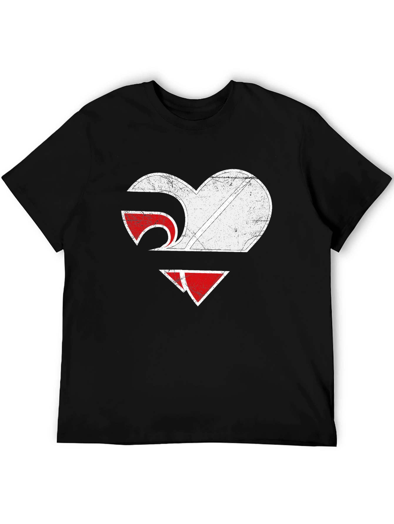 Heart Graphic Tee - Distressed Style - Black