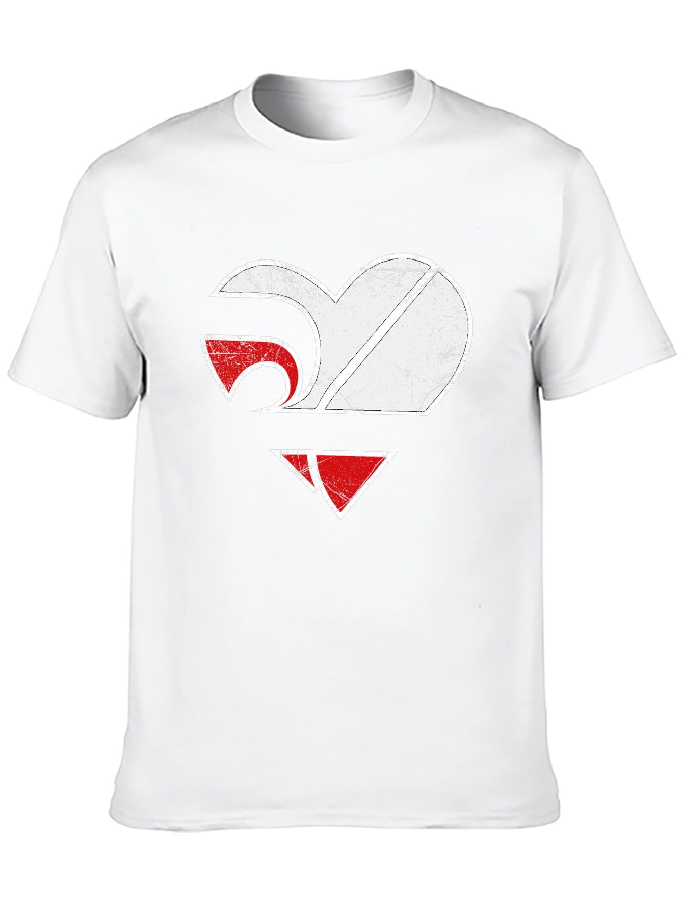 Heart Graphic Tee - Distressed Style - Black