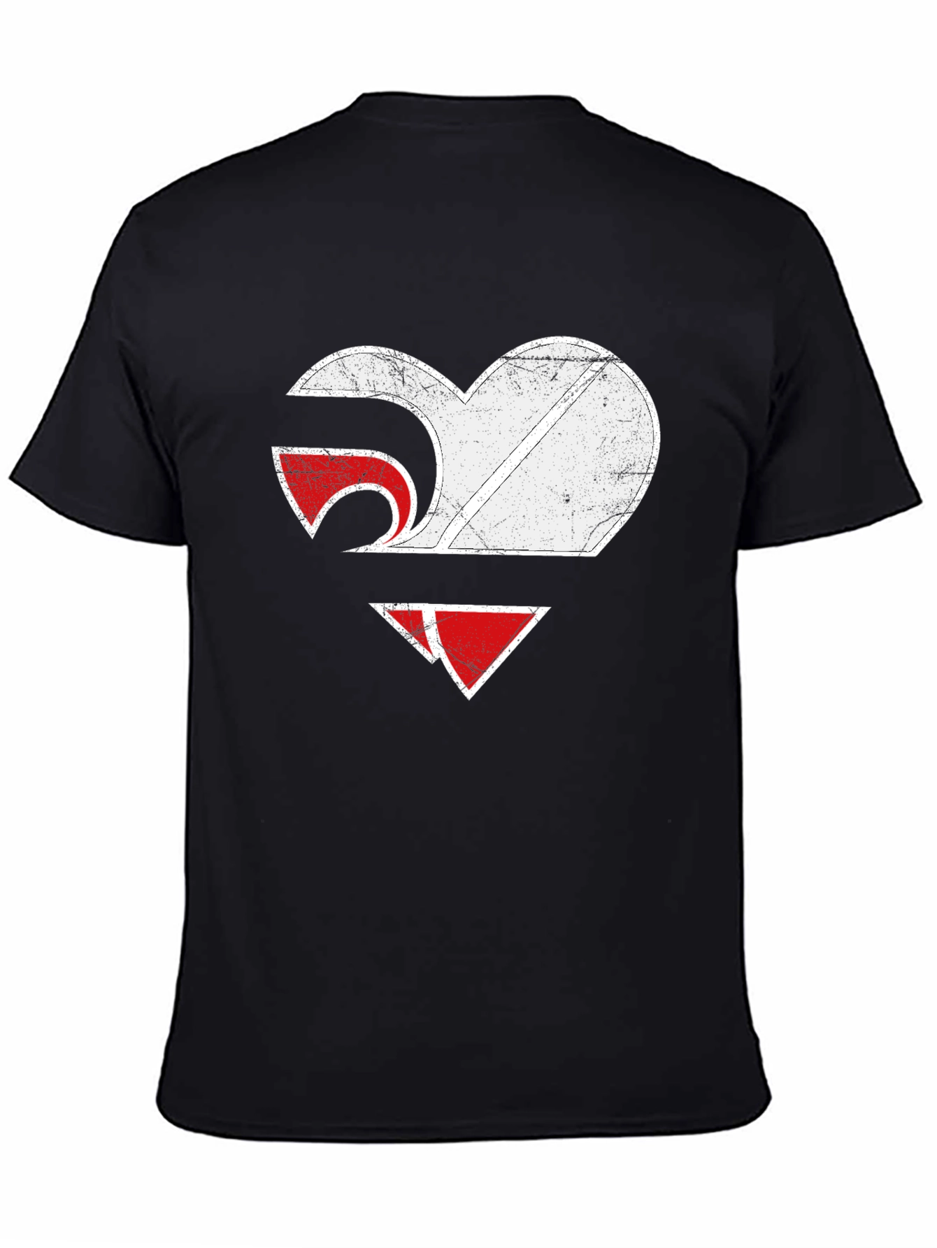 Heart Graphic Tee - Distressed Style - Black
