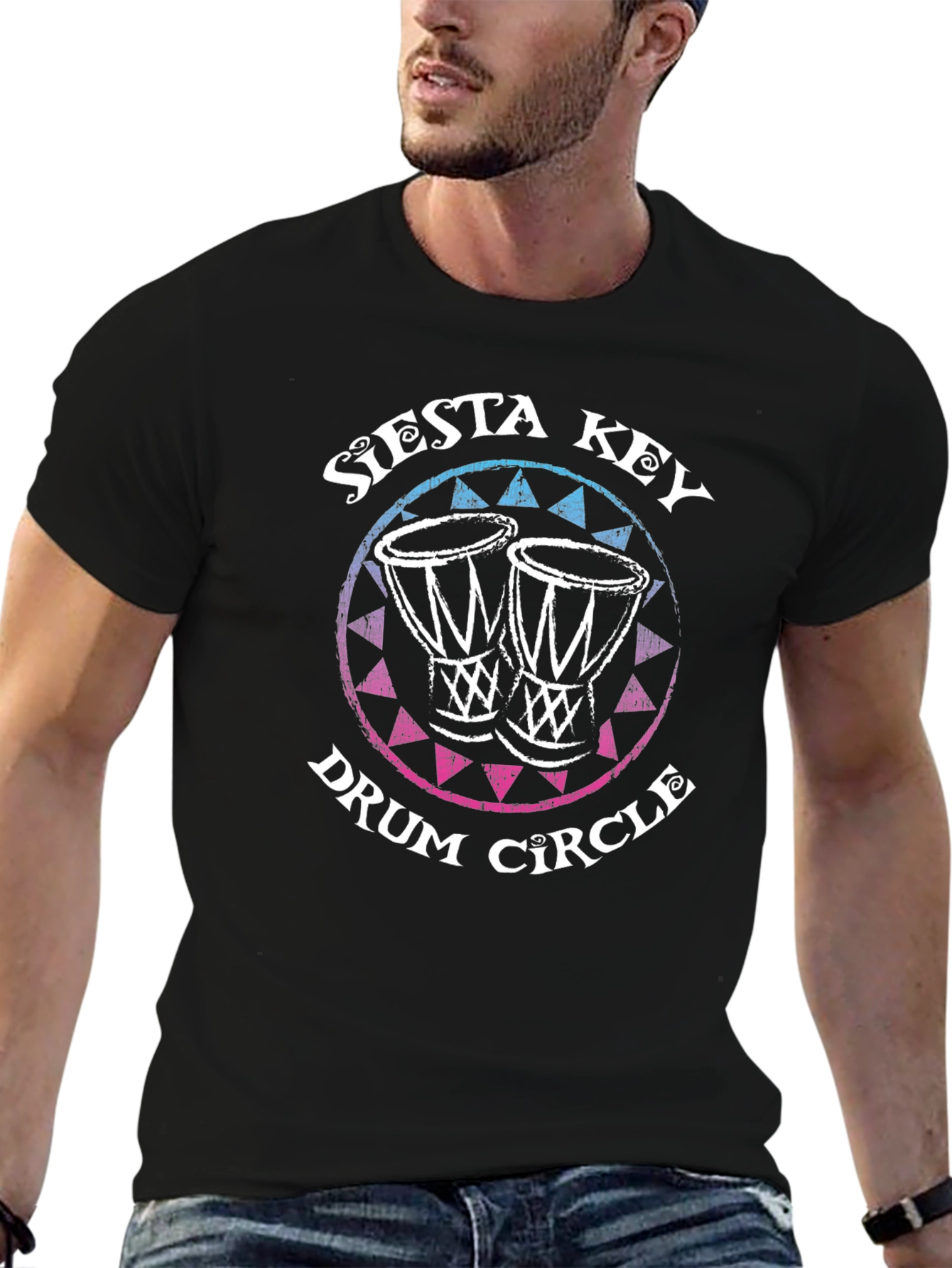 Siesta Key Drum Circle T-Shirt - Black
