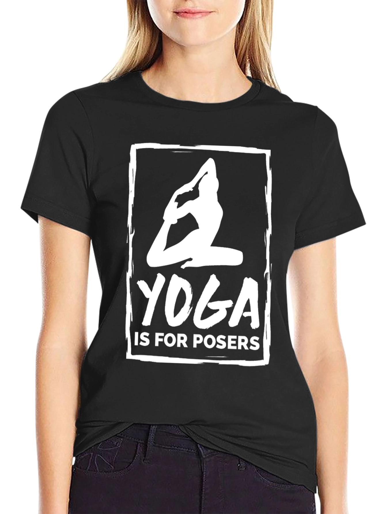 Yoga is for Posers Black Graphic T-Shirt