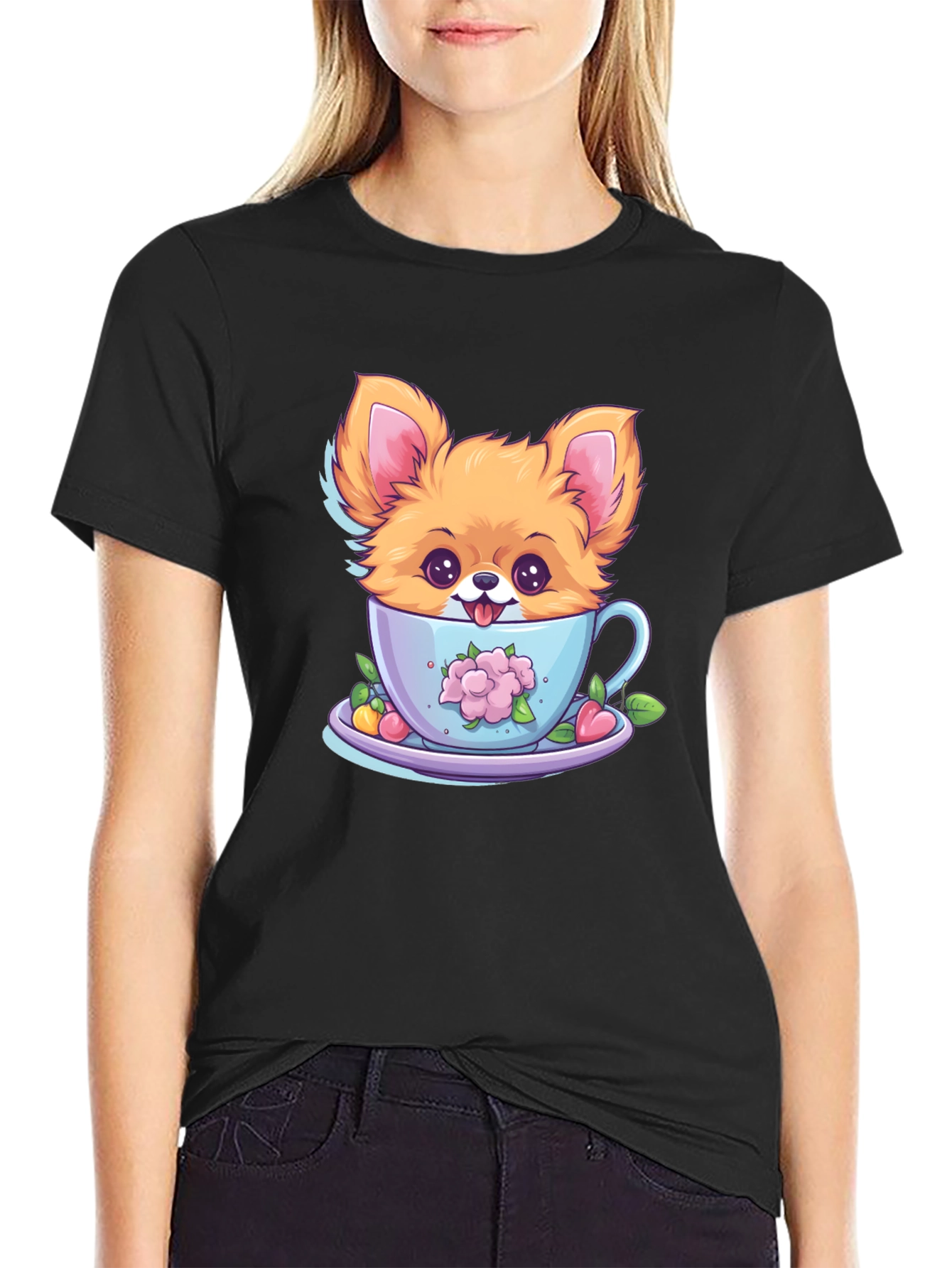 Cute Puppy in Teacup Graphic Tee