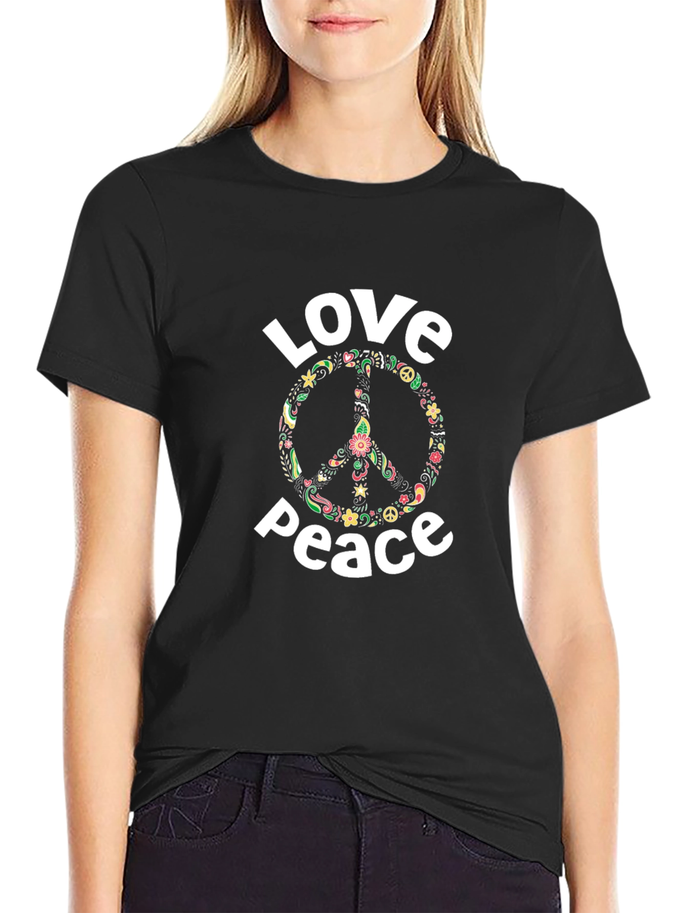 Love Peace T-Shirt - Floral Peace Sign Tee