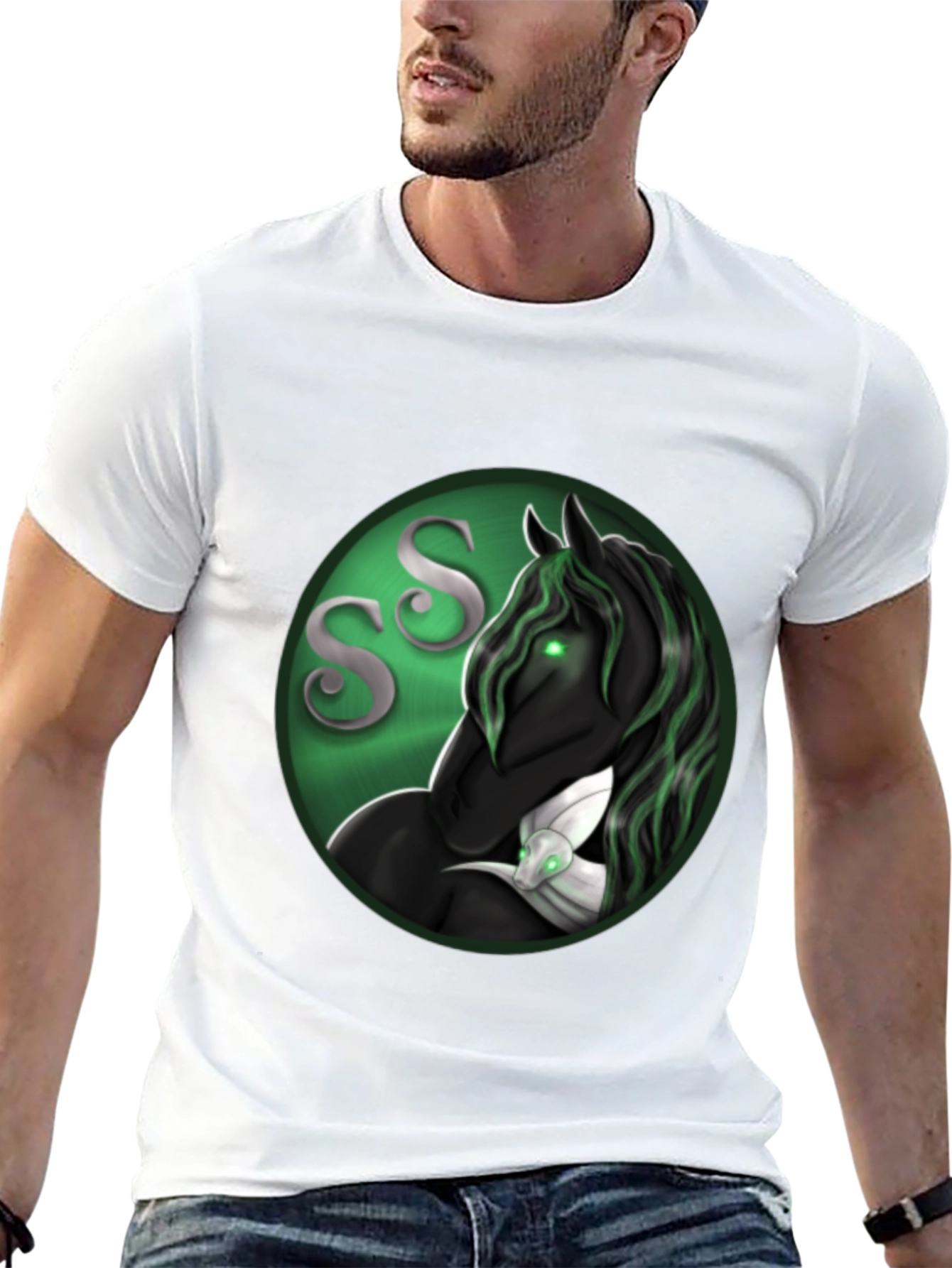 Mystic Horse Graphic Tee - Black Cotton Shirt