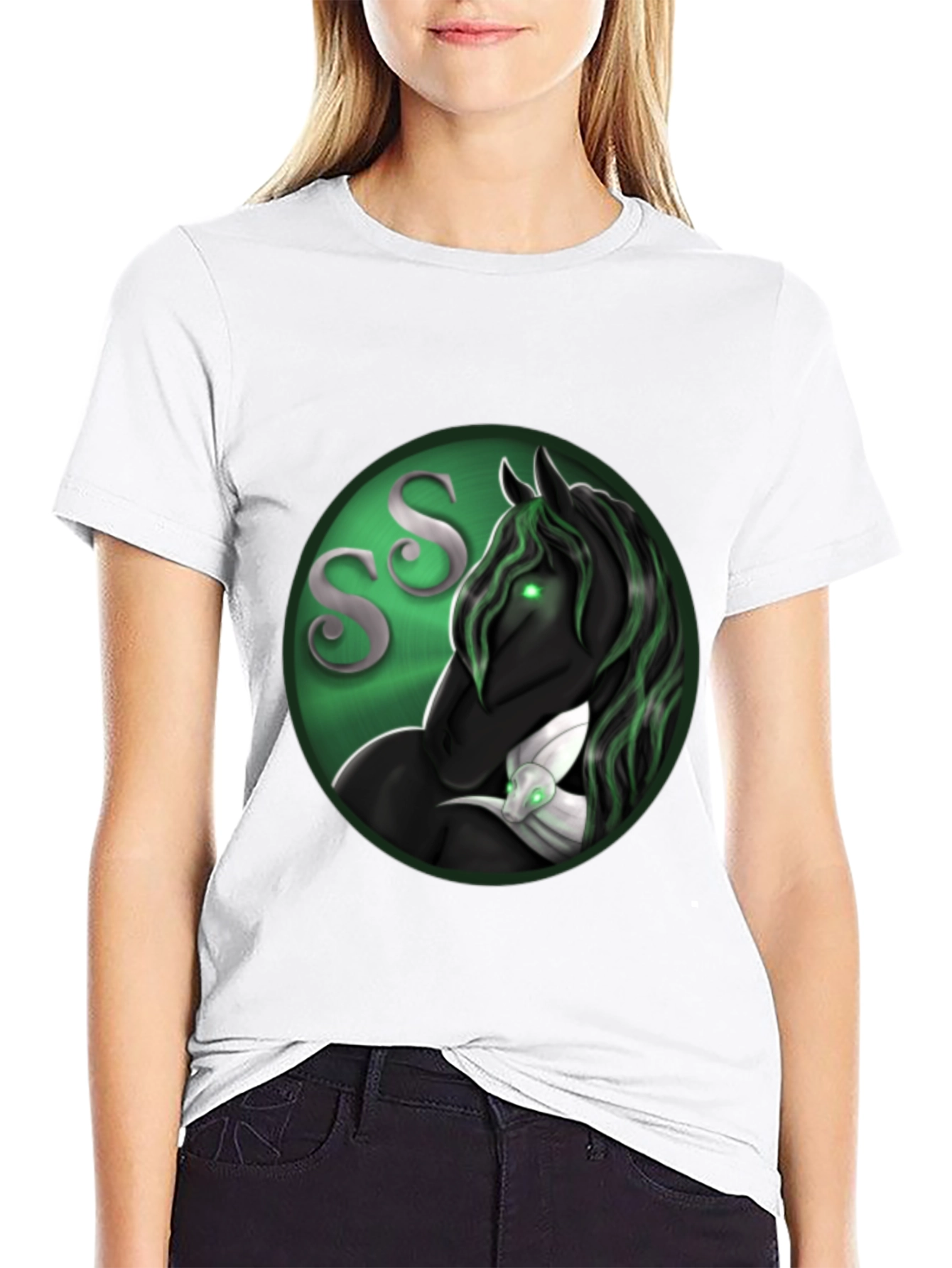 Mystic Horse Graphic Tee - Black Cotton Shirt