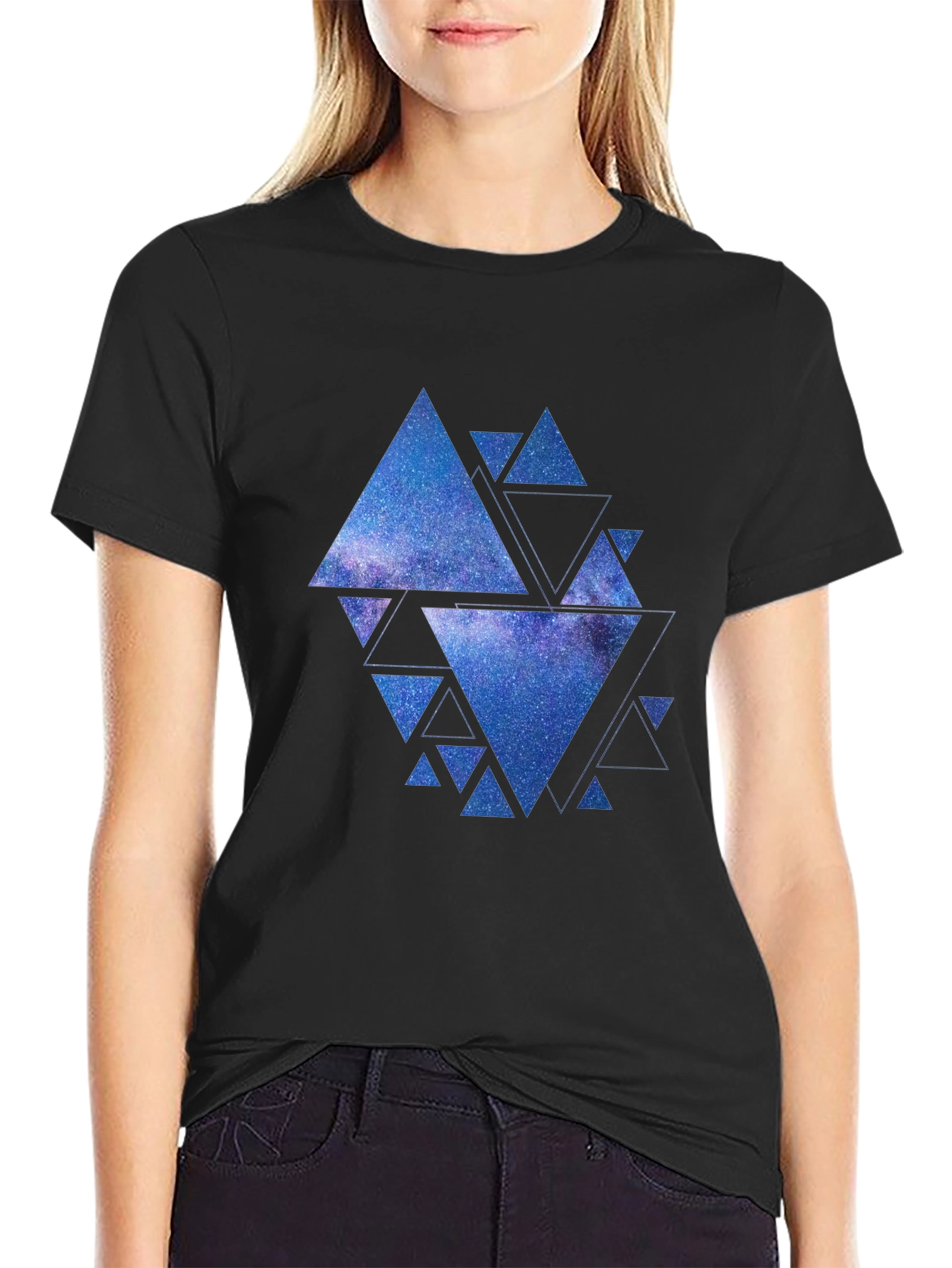 Galaxy Triangles Graphic Tee - Black