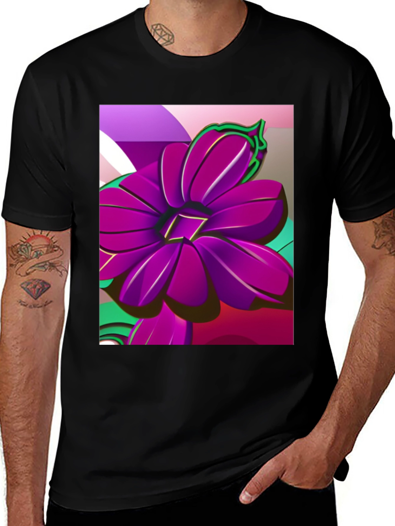 Bold Floral Graphic Tee - Modern Artistic Design
