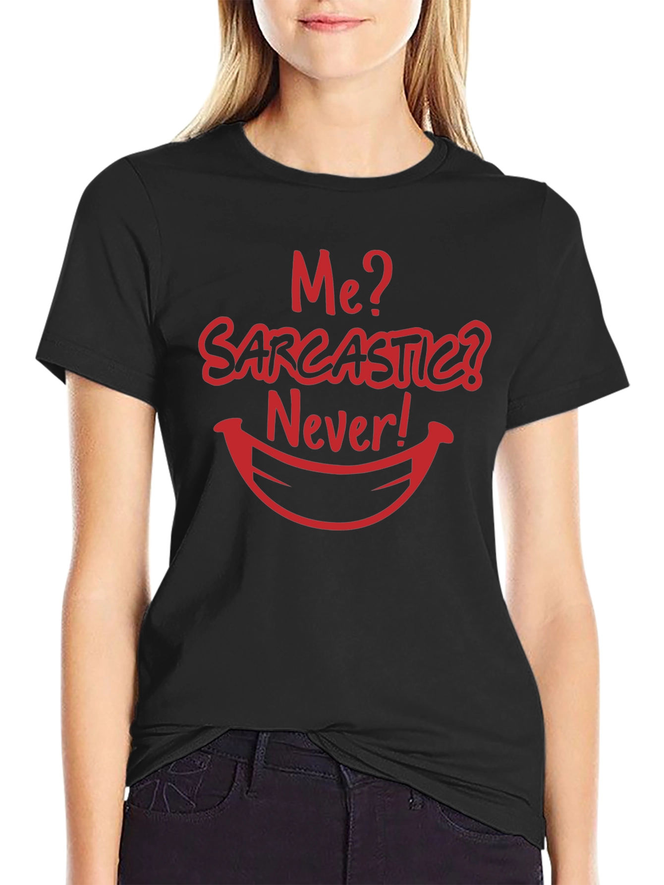 Sarcastic Humor Graphic Tee - Black Cotton Blend