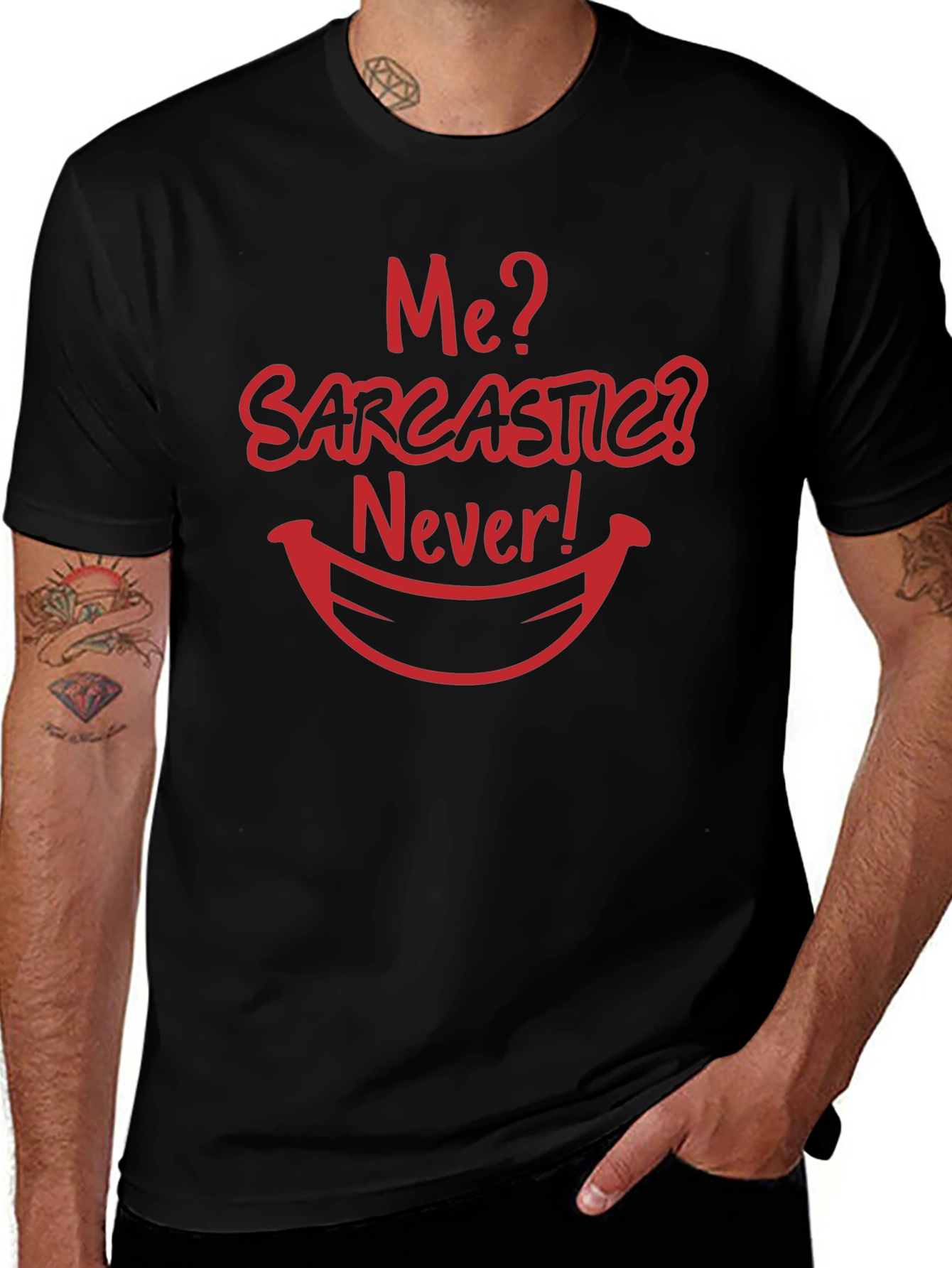 Sarcastic Humor Graphic Tee - Black Cotton Blend