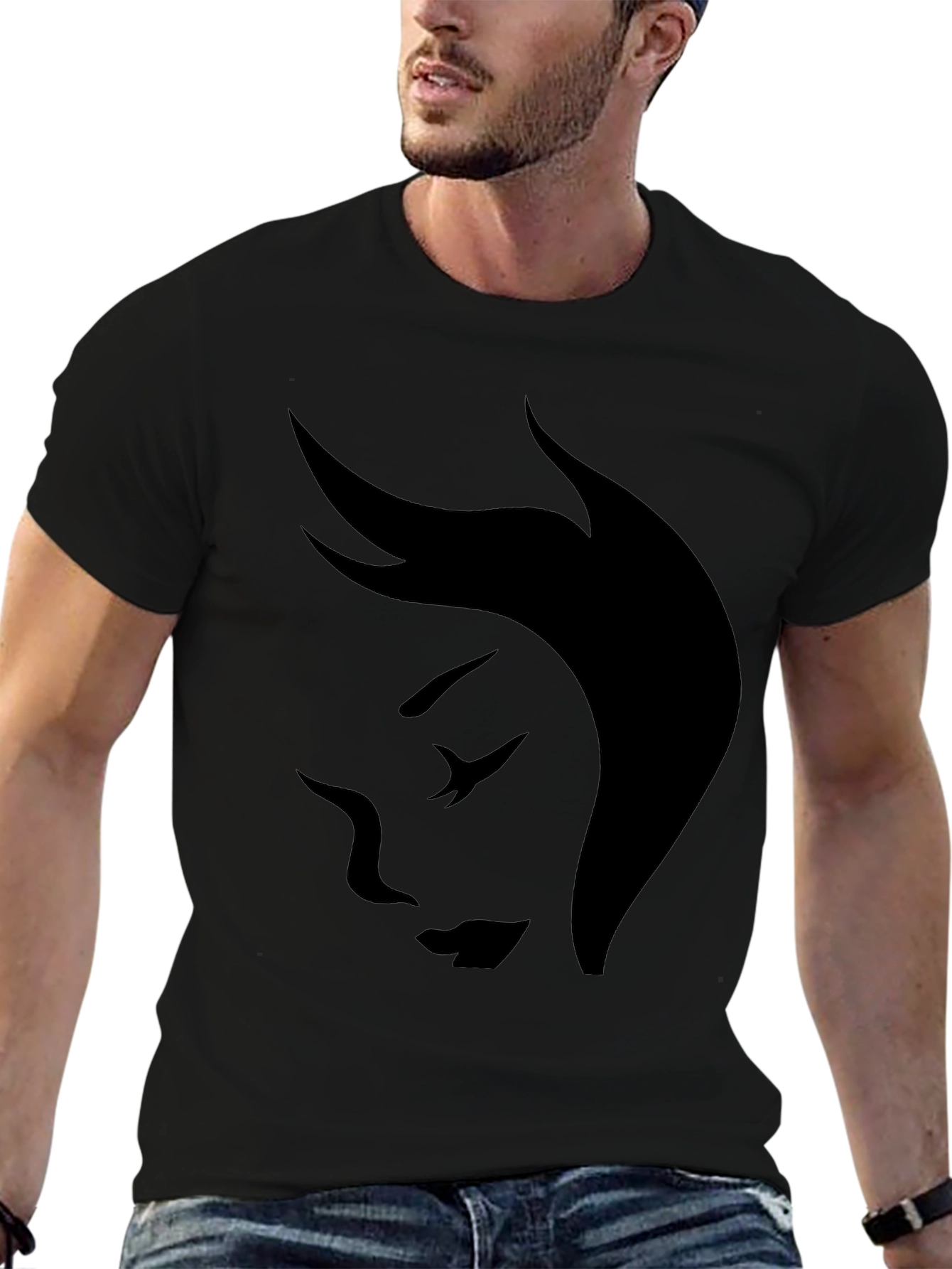 Minimalist Face Graphic Black T-Shirt
