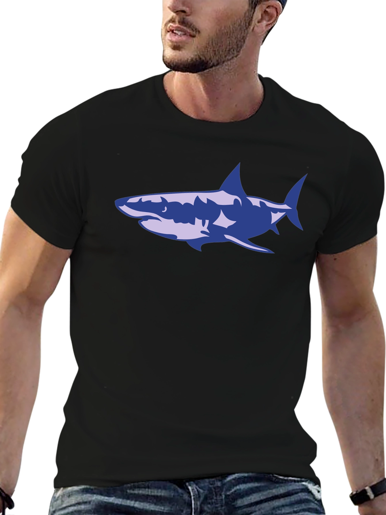 Shark Graphic T-Shirt - Black Cotton Tee
