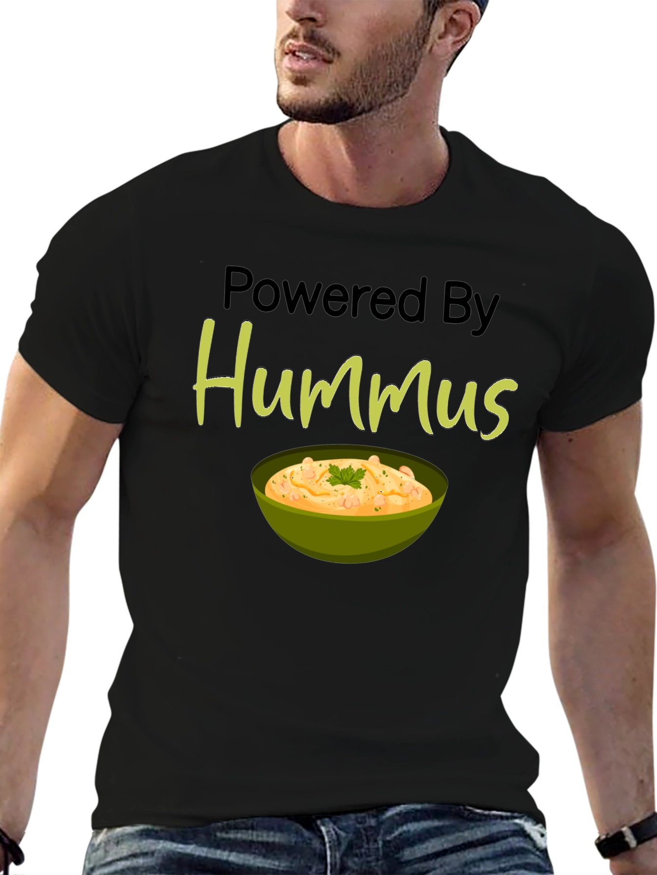 Powered By Hummus Graphic T-Shirt - Black