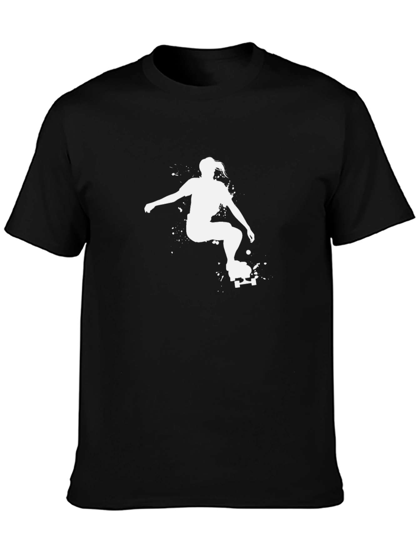 Skateboarder Graphic Tee - Stylish Black Cotton T-Shirt