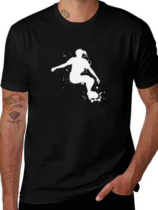 Skateboarder Graphic Tee - Stylish Black Cotton T-Shirt