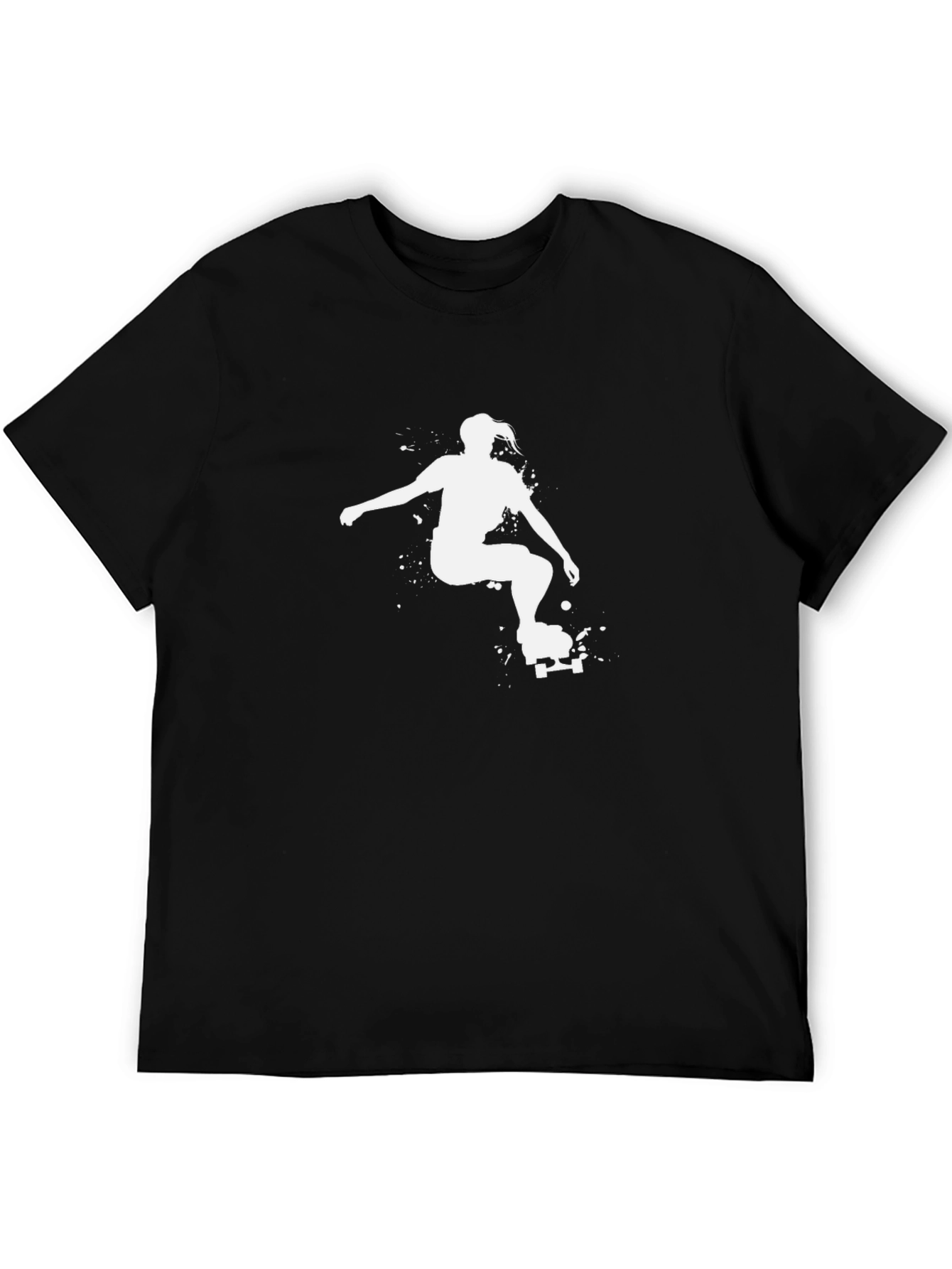 Skateboarder Graphic Tee - Stylish Black Cotton T-Shirt