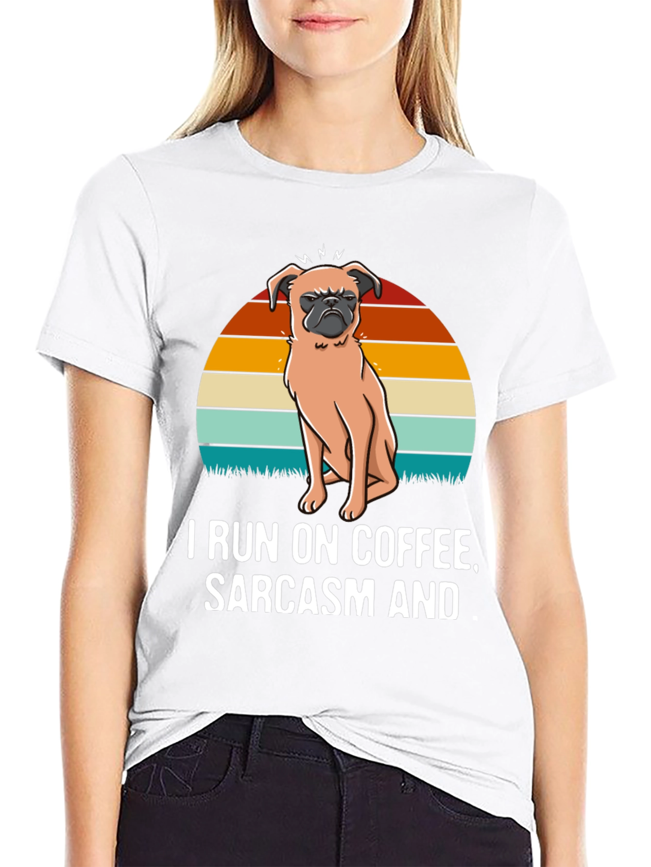 I Run On Coffee Sarcasm and Pugs T-Shirt