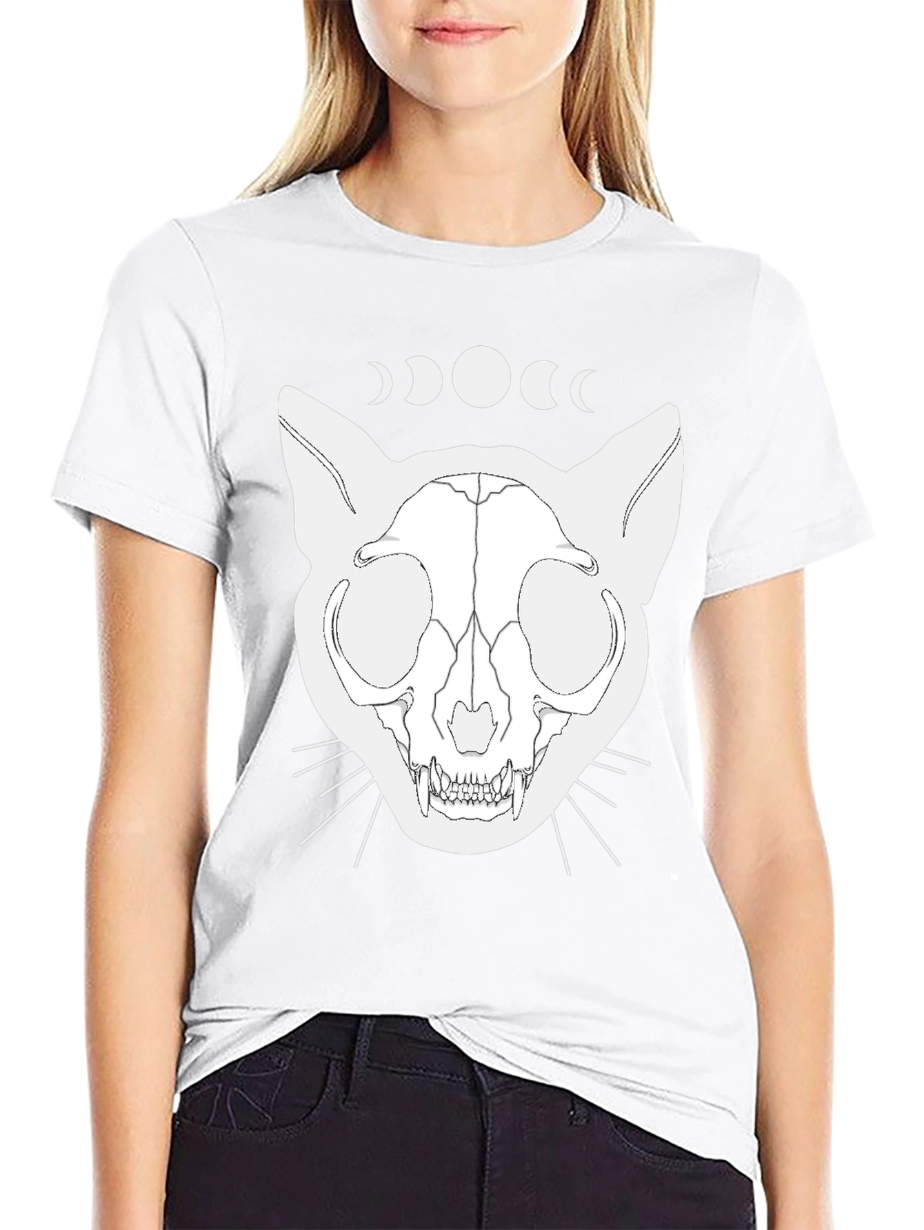 Mystic Cat Skull T-Shirt - Black Graphic Tee