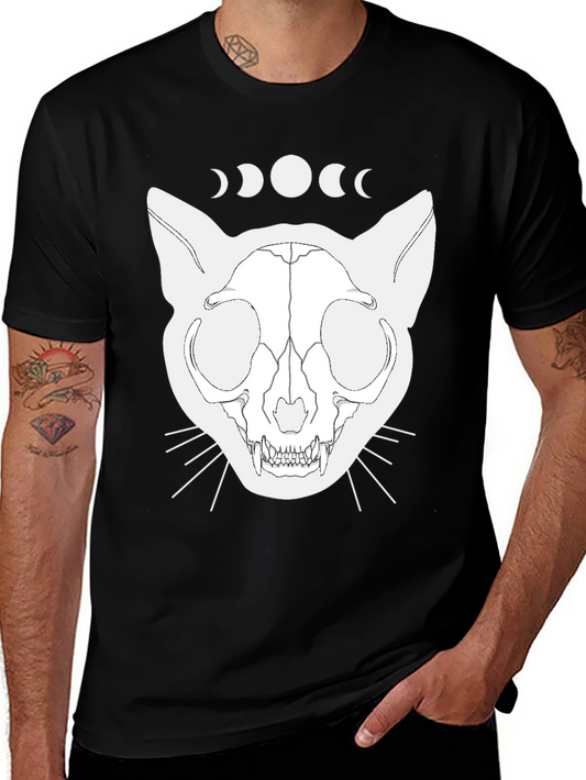 Mystic Cat Skull T-Shirt - Black Graphic Tee