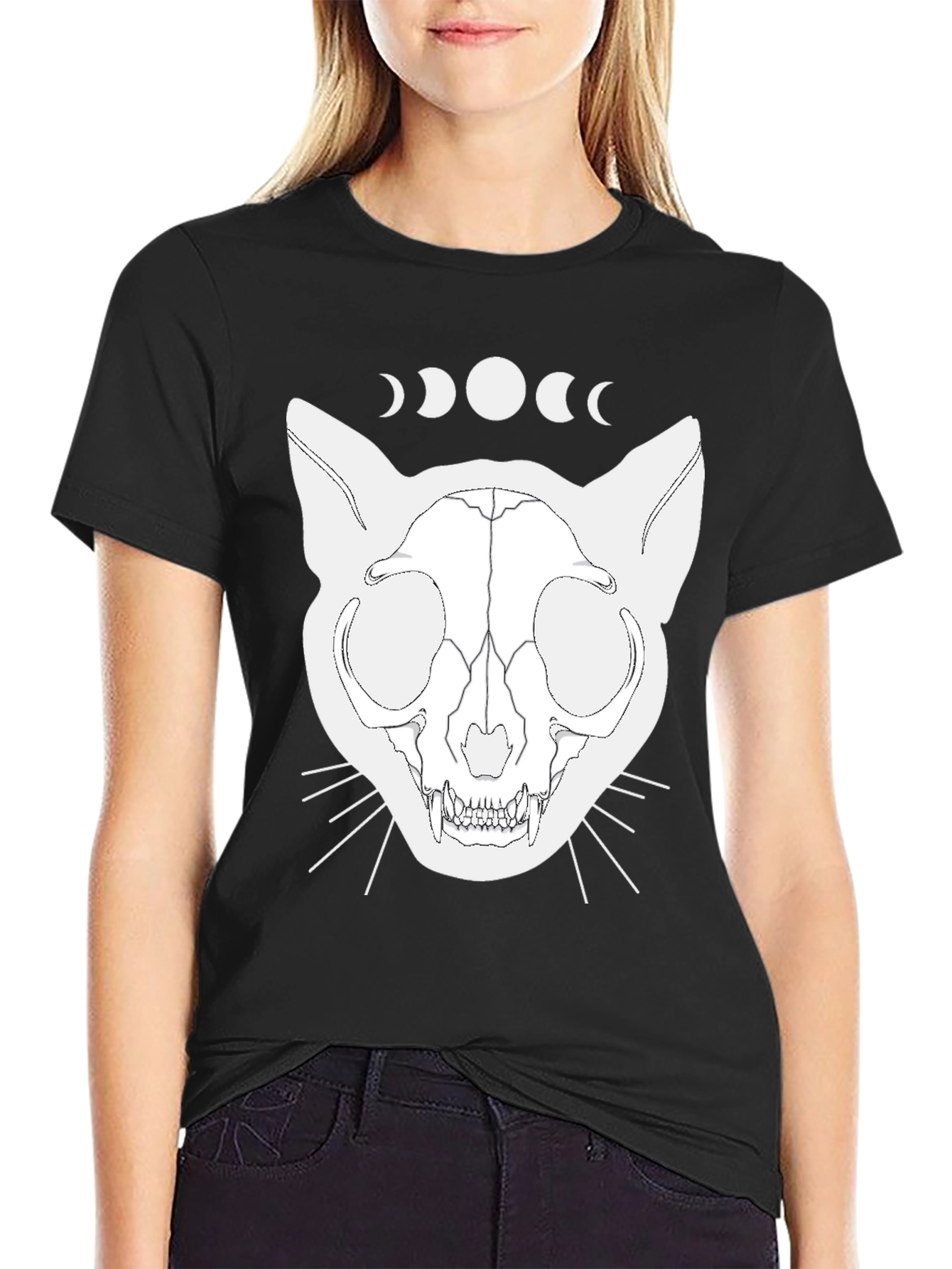 Mystic Cat Skull T-Shirt - Black Graphic Tee