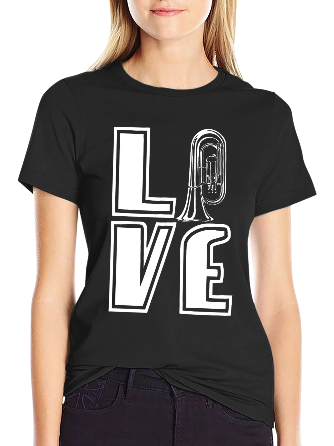 LOVE Tuba Graphic T-Shirt - Black