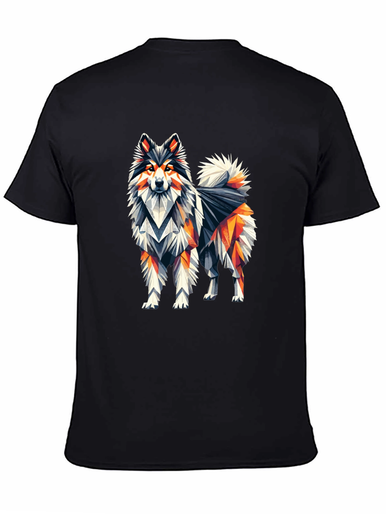 Geometric Dog Graphic Tee - Black Cotton T-Shirt