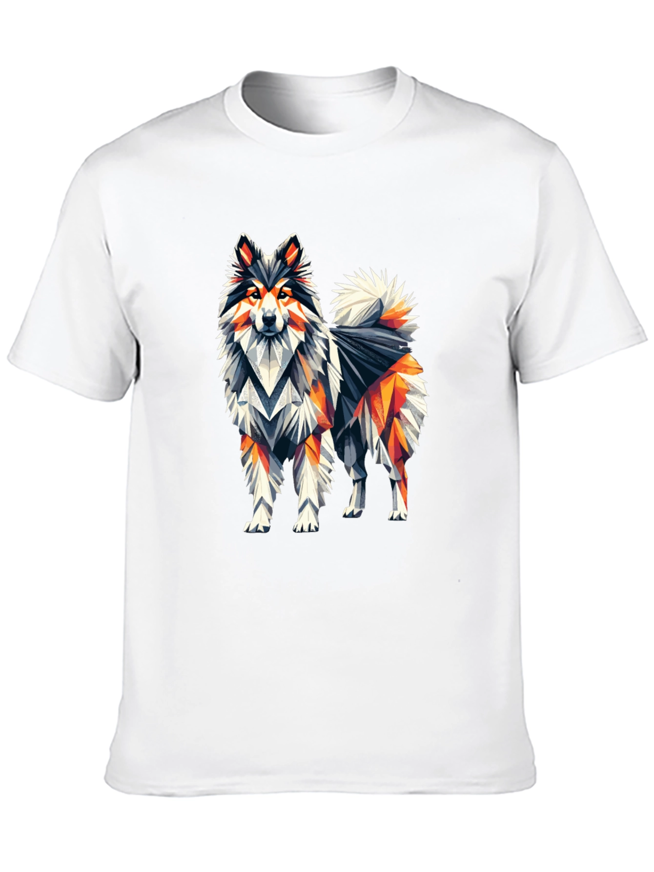 Geometric Dog Graphic Tee - Black Cotton T-Shirt