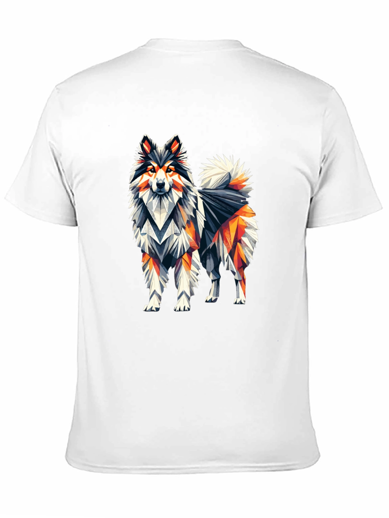 Geometric Dog Graphic Tee - Black Cotton T-Shirt