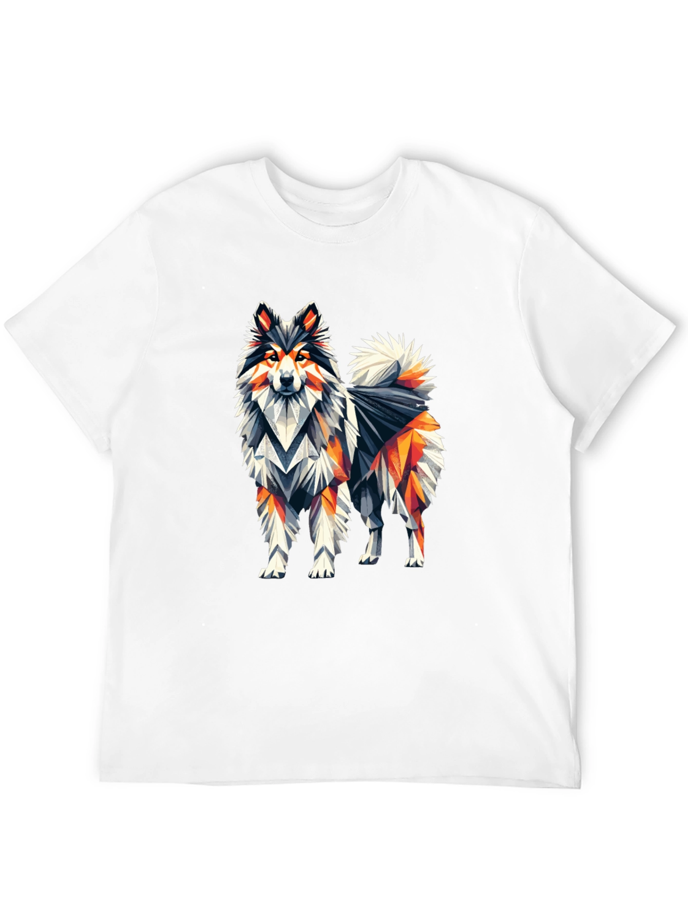 Geometric Dog Graphic Tee - Black Cotton T-Shirt