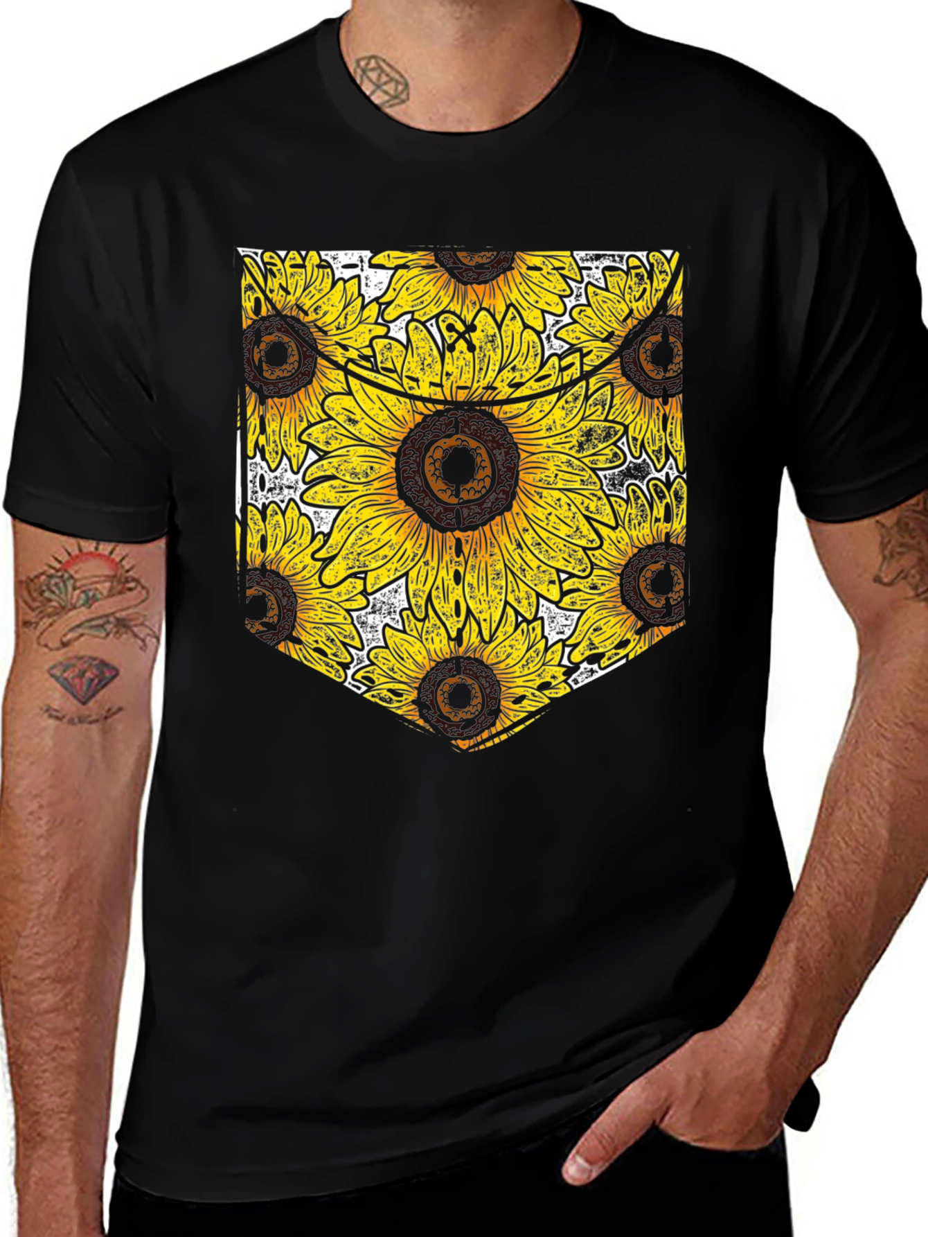 Sunflower Pocket T-Shirt - Mens Black Tee