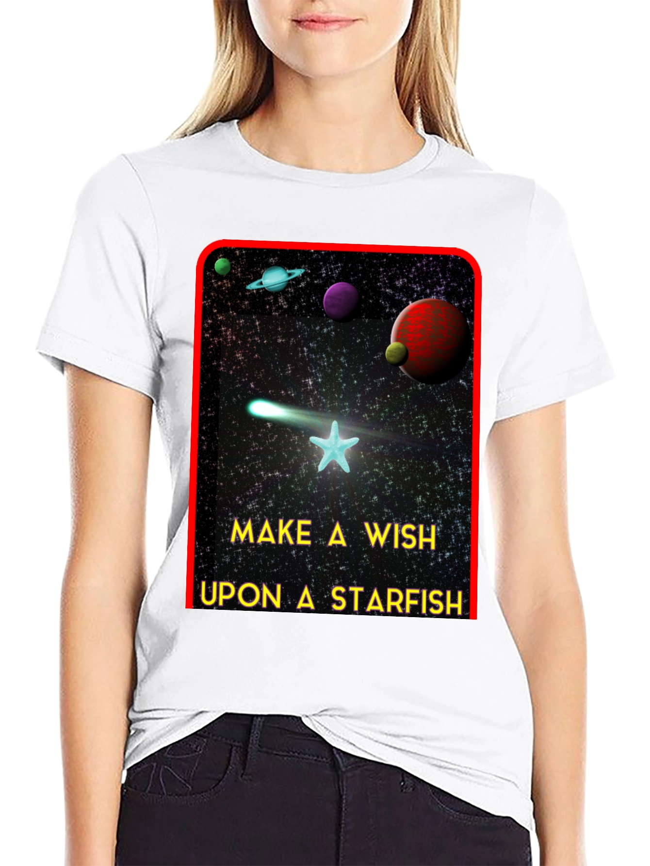 Make A Wish Starfish T-Shirt - Galaxy Design Tee