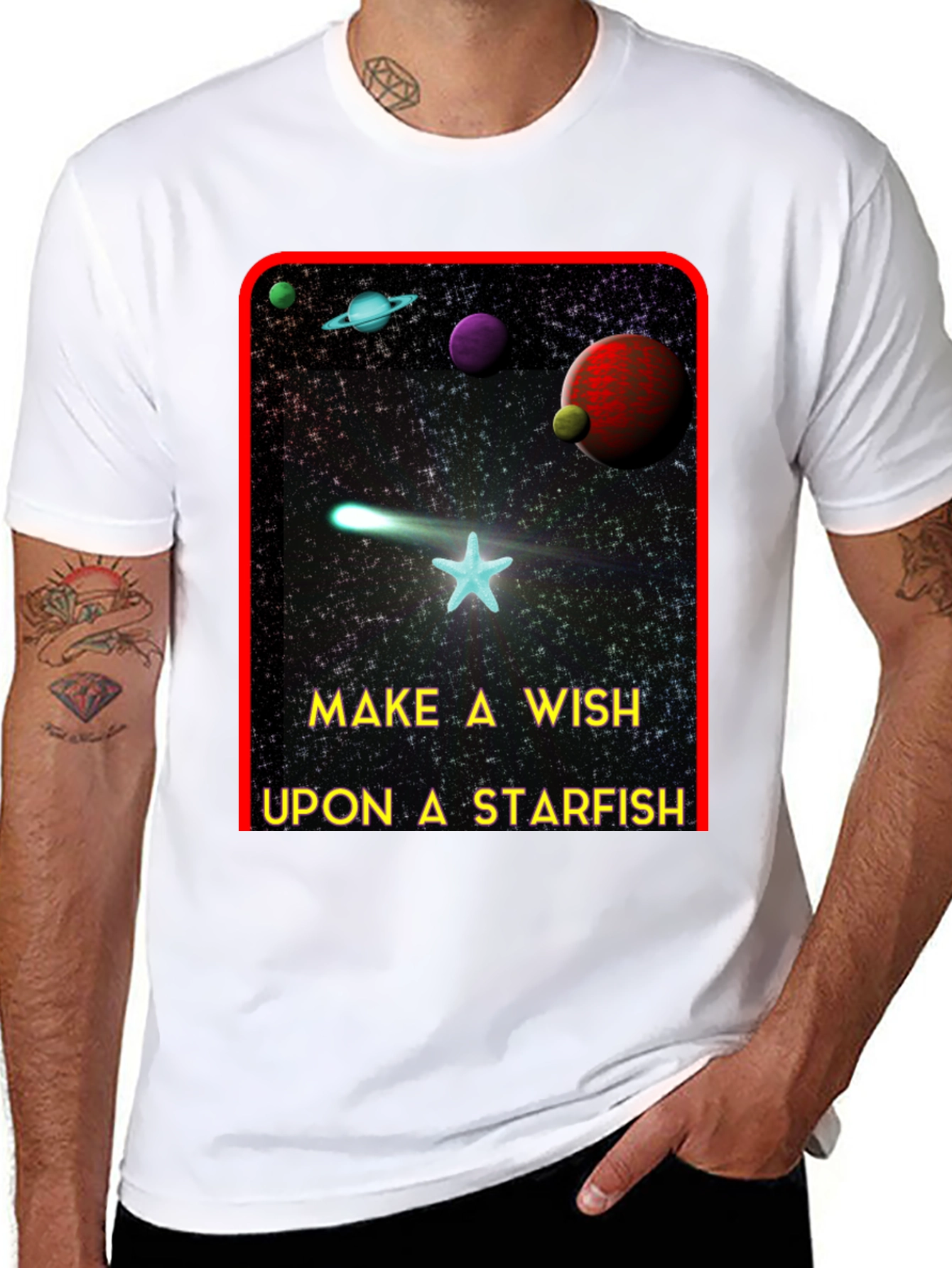 Make A Wish Starfish T-Shirt - Galaxy Design Tee