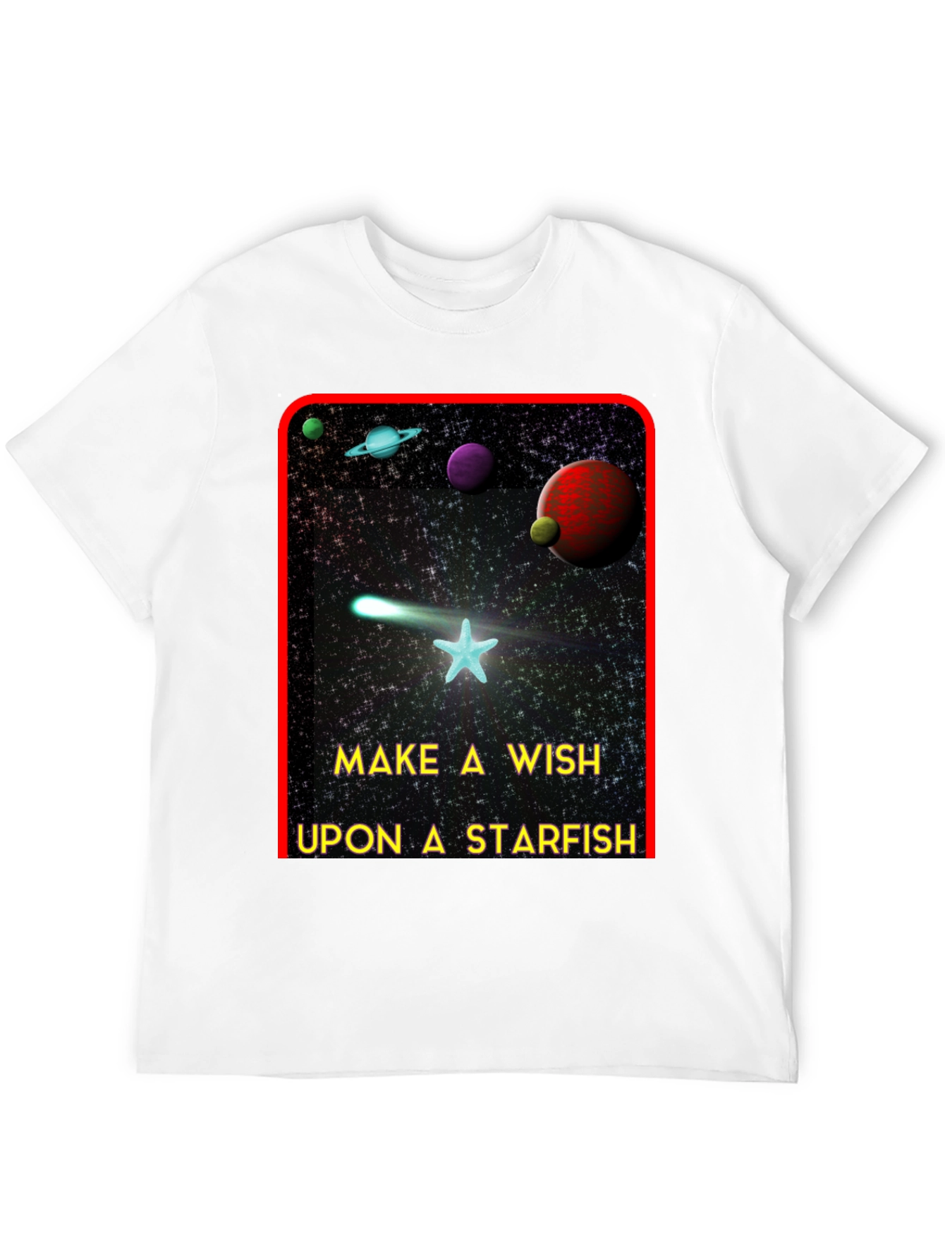 Make A Wish Starfish T-Shirt - Galaxy Design Tee