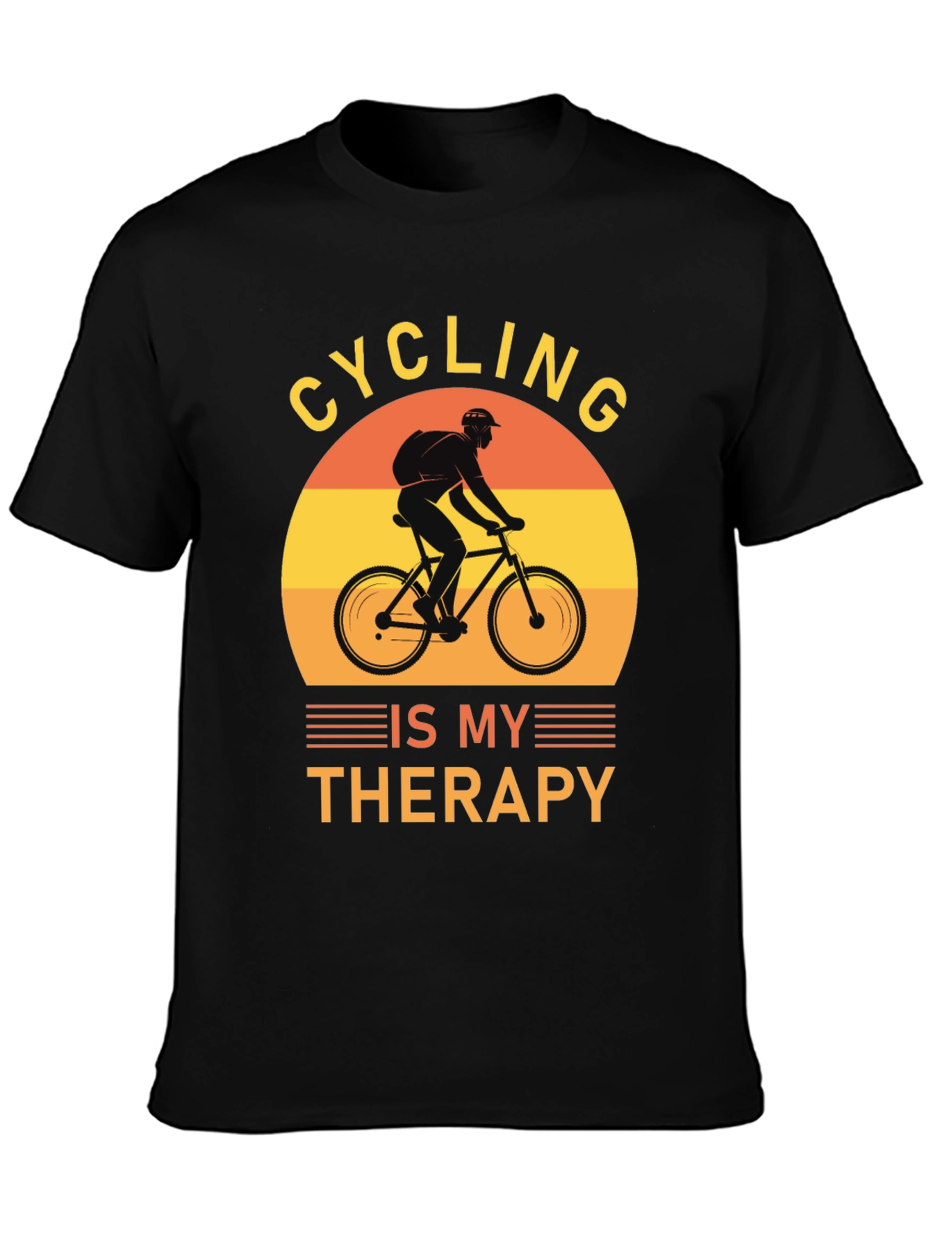 Cycling Is My Therapy T-Shirt - Black Graphic Tee