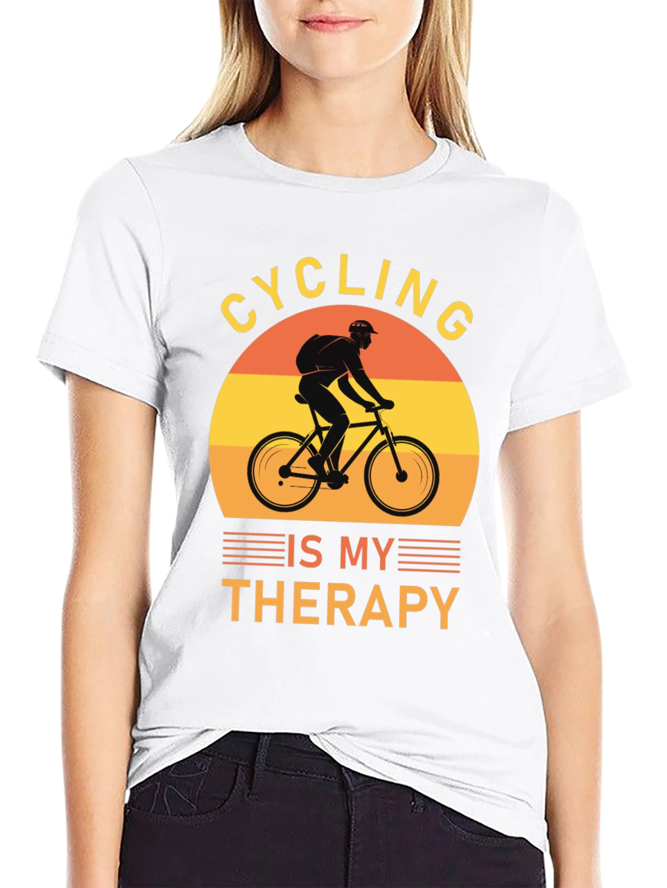 Cycling Is My Therapy T-Shirt - Black Graphic Tee