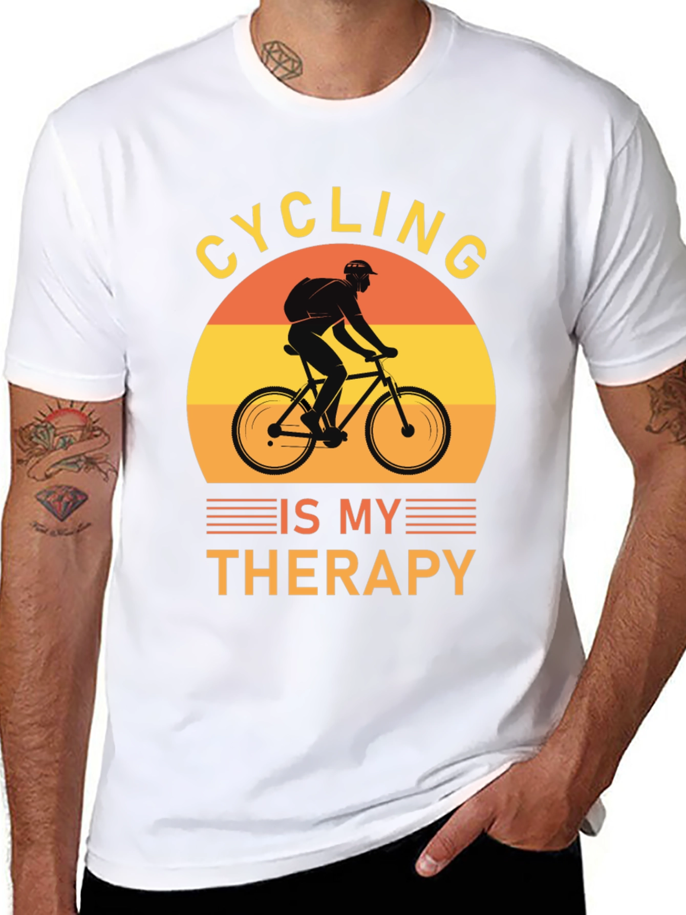Cycling Is My Therapy T-Shirt - Black Graphic Tee