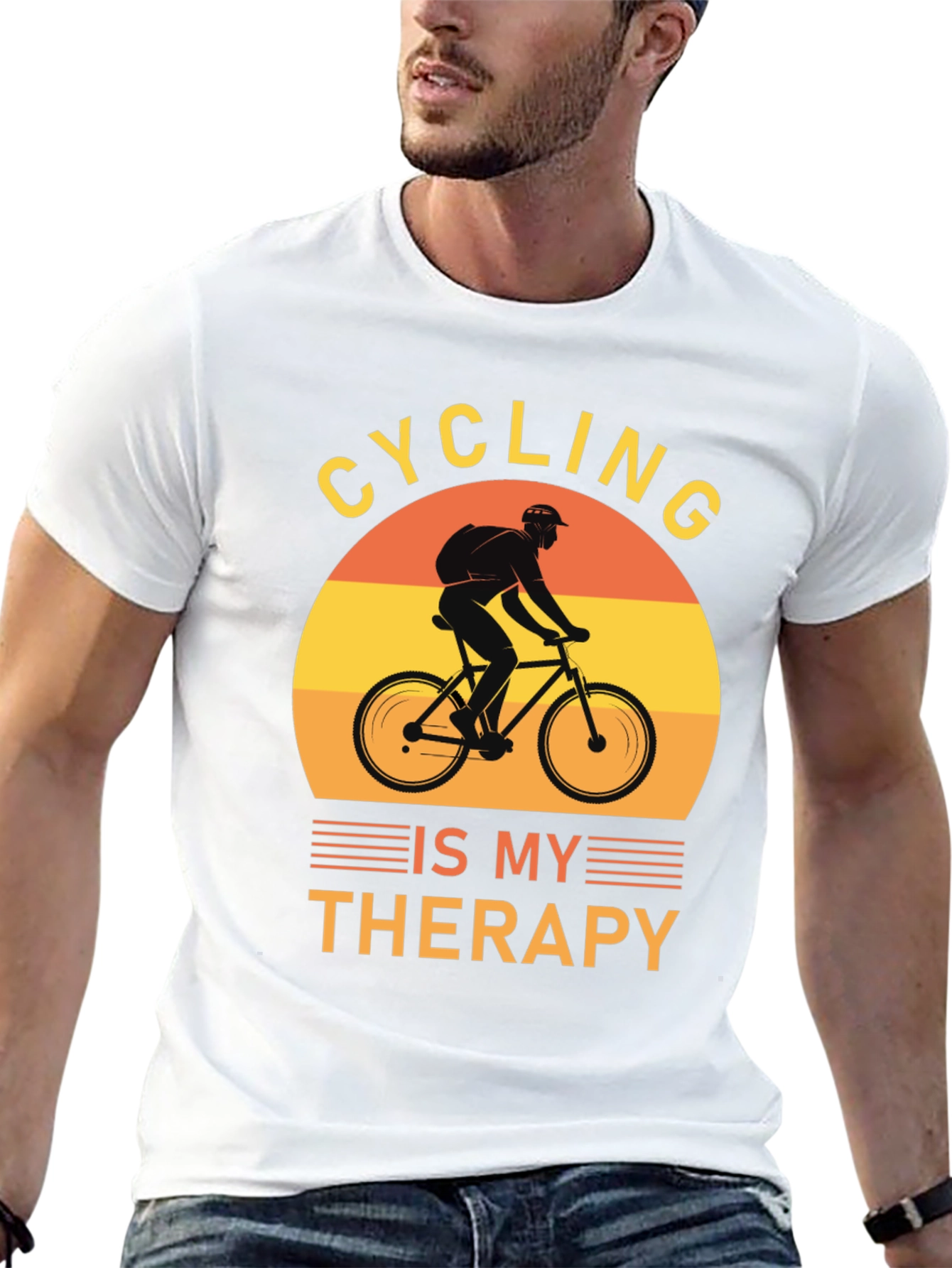Cycling Is My Therapy T-Shirt - Black Graphic Tee