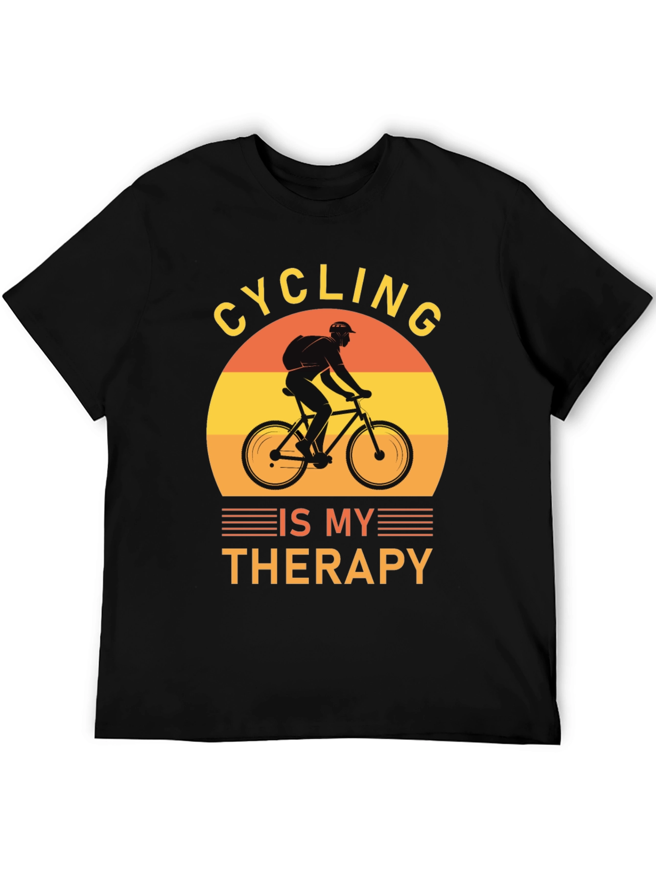 Cycling Is My Therapy T-Shirt - Black Graphic Tee
