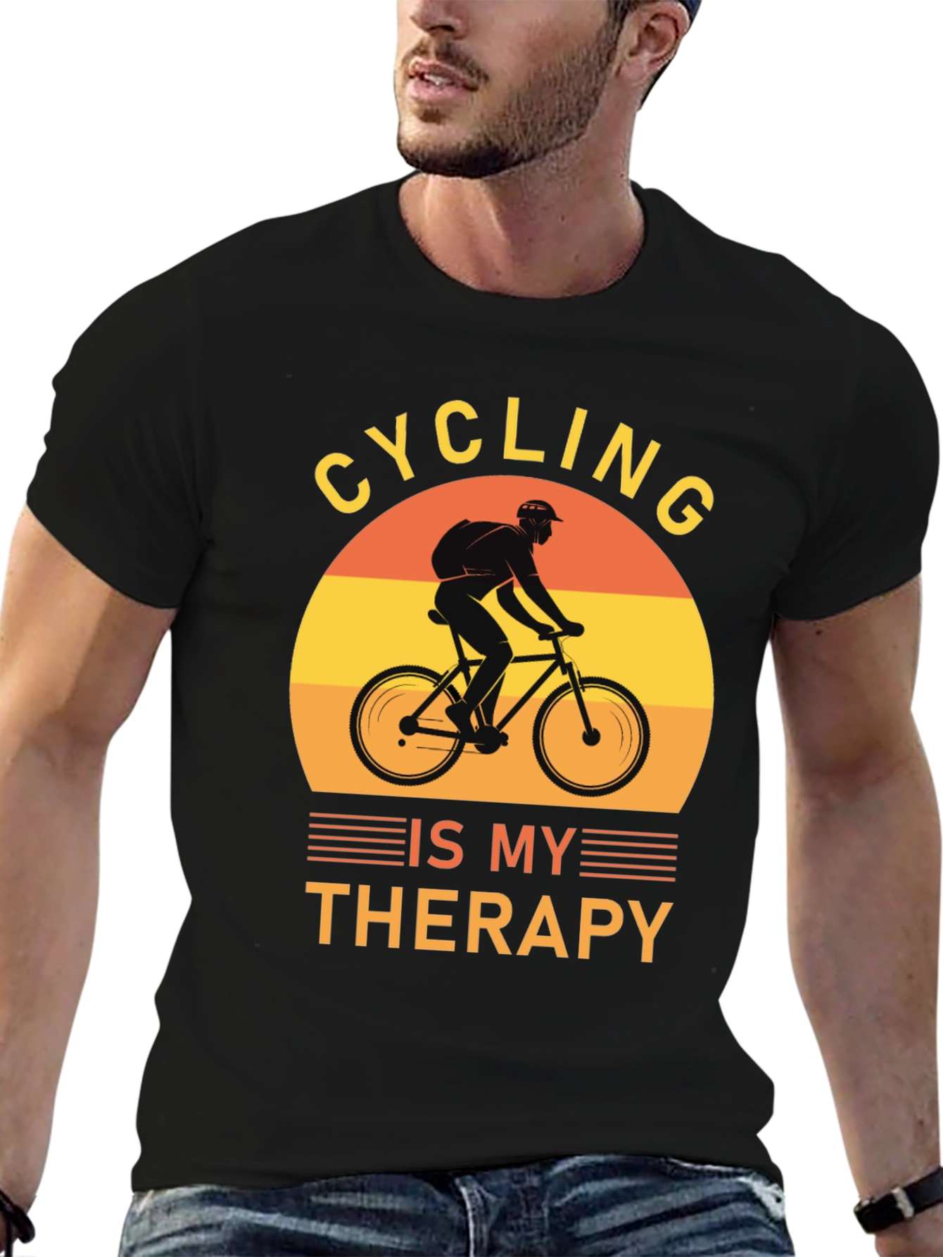 Cycling Is My Therapy T-Shirt - Black Graphic Tee