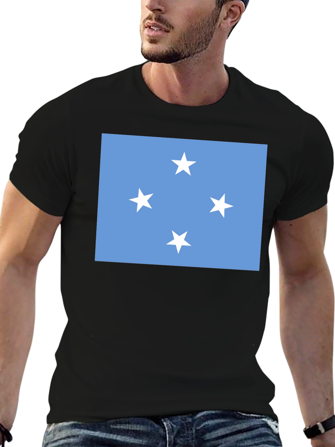 Micronesia Flag Graphic Tee - Black