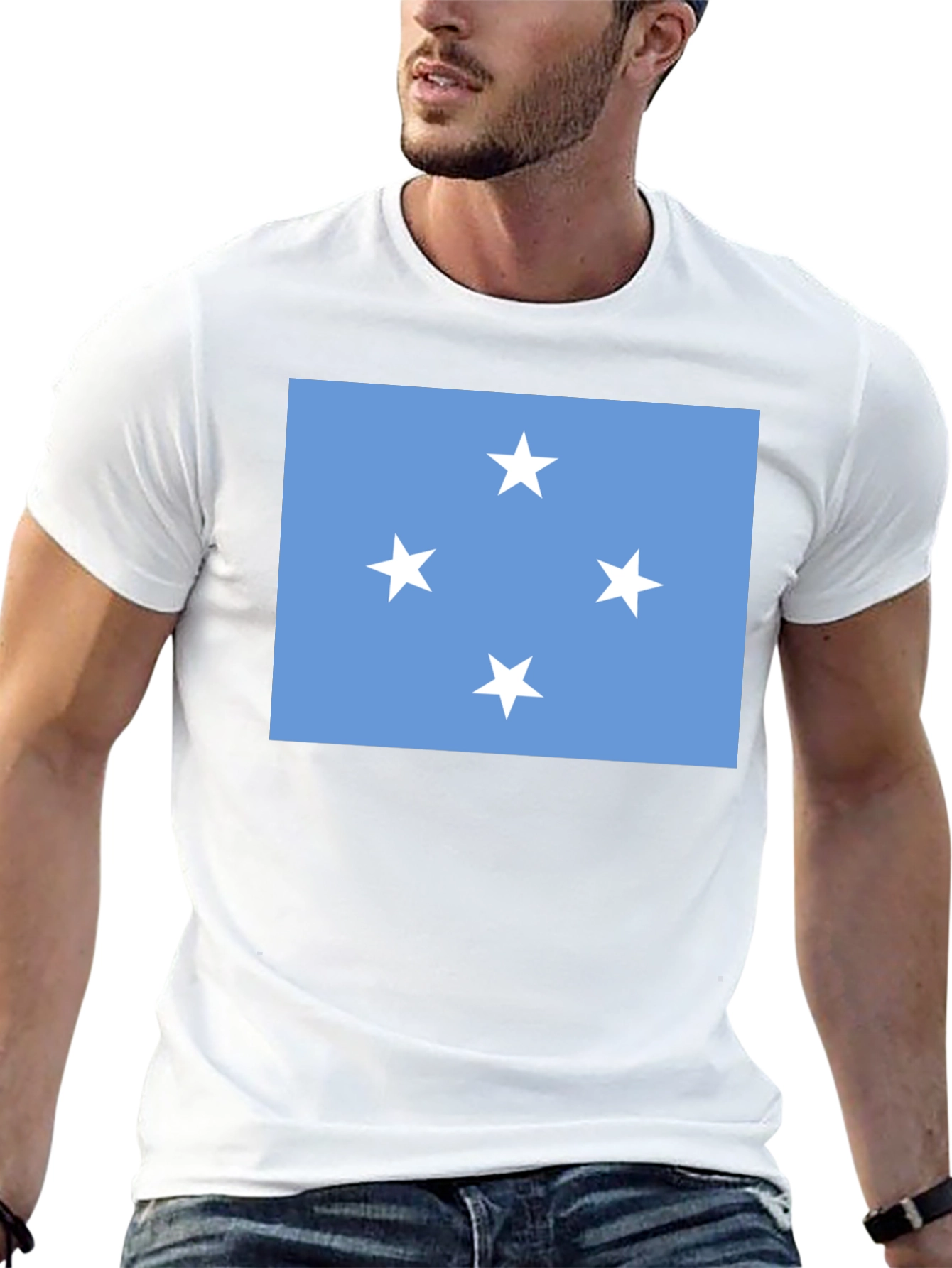 Micronesia Flag Graphic Tee - Black