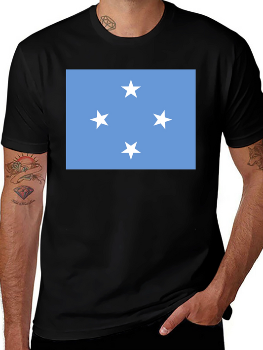 Micronesia Flag Graphic Tee - Black