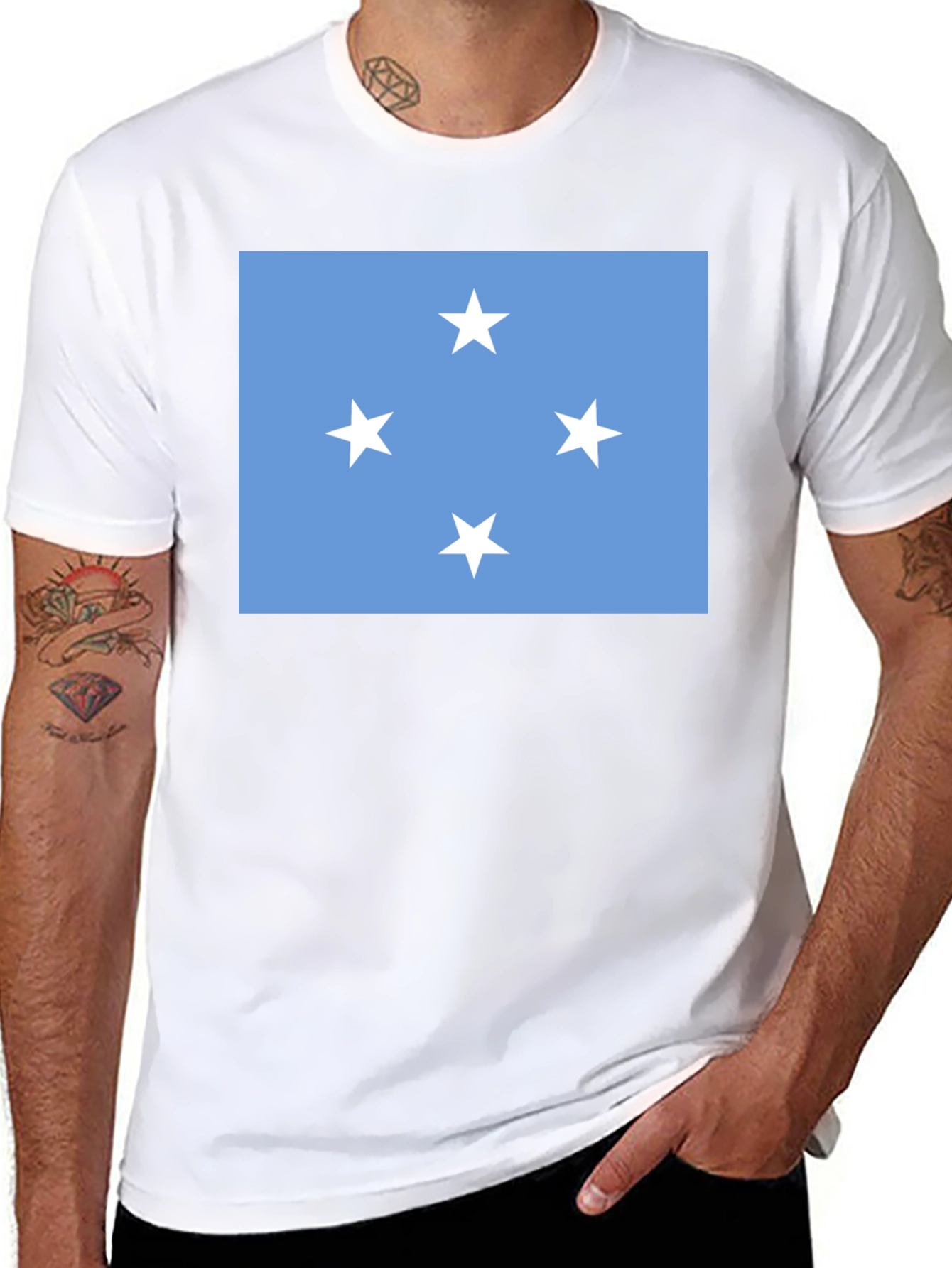 Micronesia Flag Graphic Tee - Black