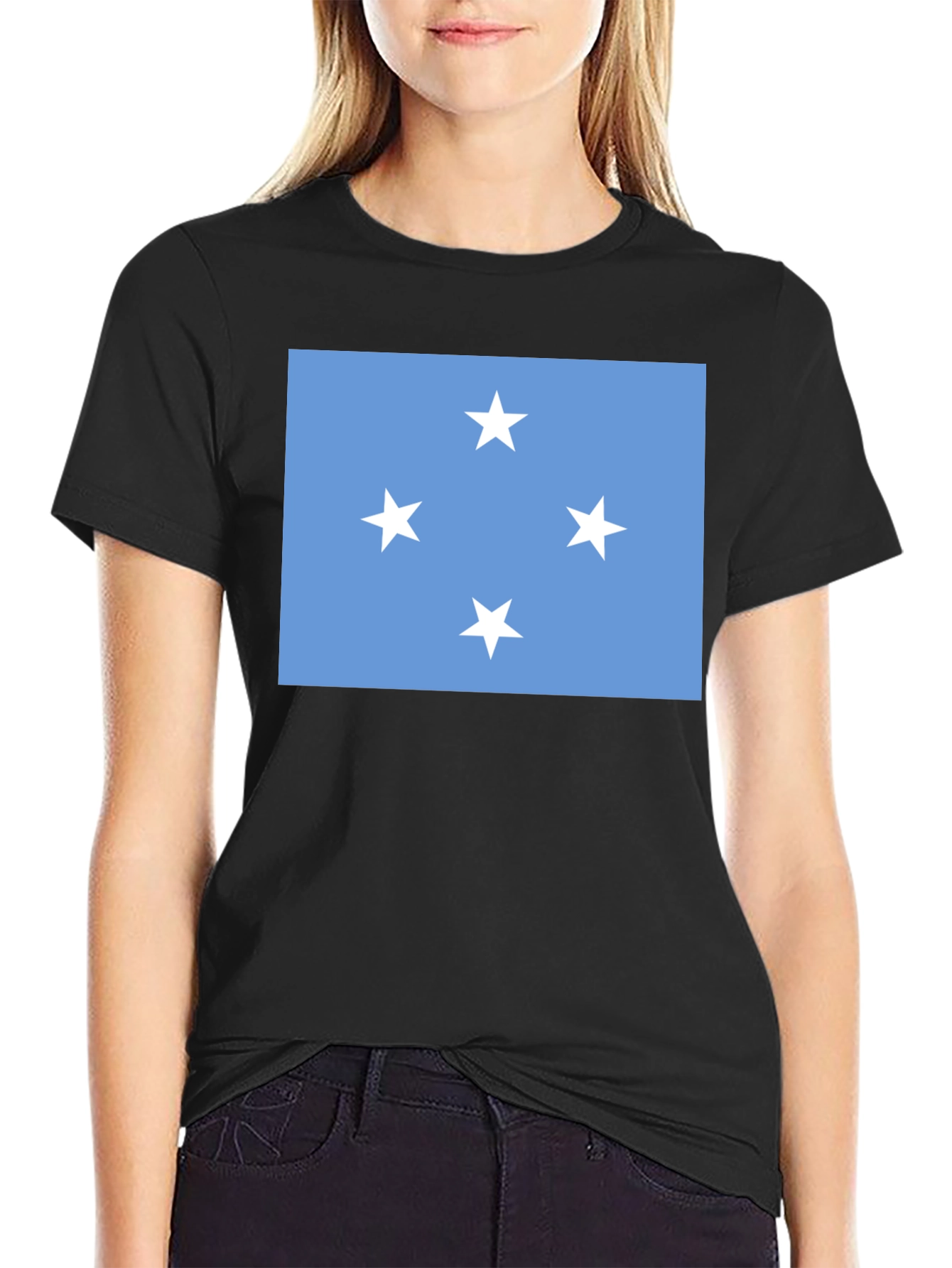 Micronesia Flag Graphic Tee - Black