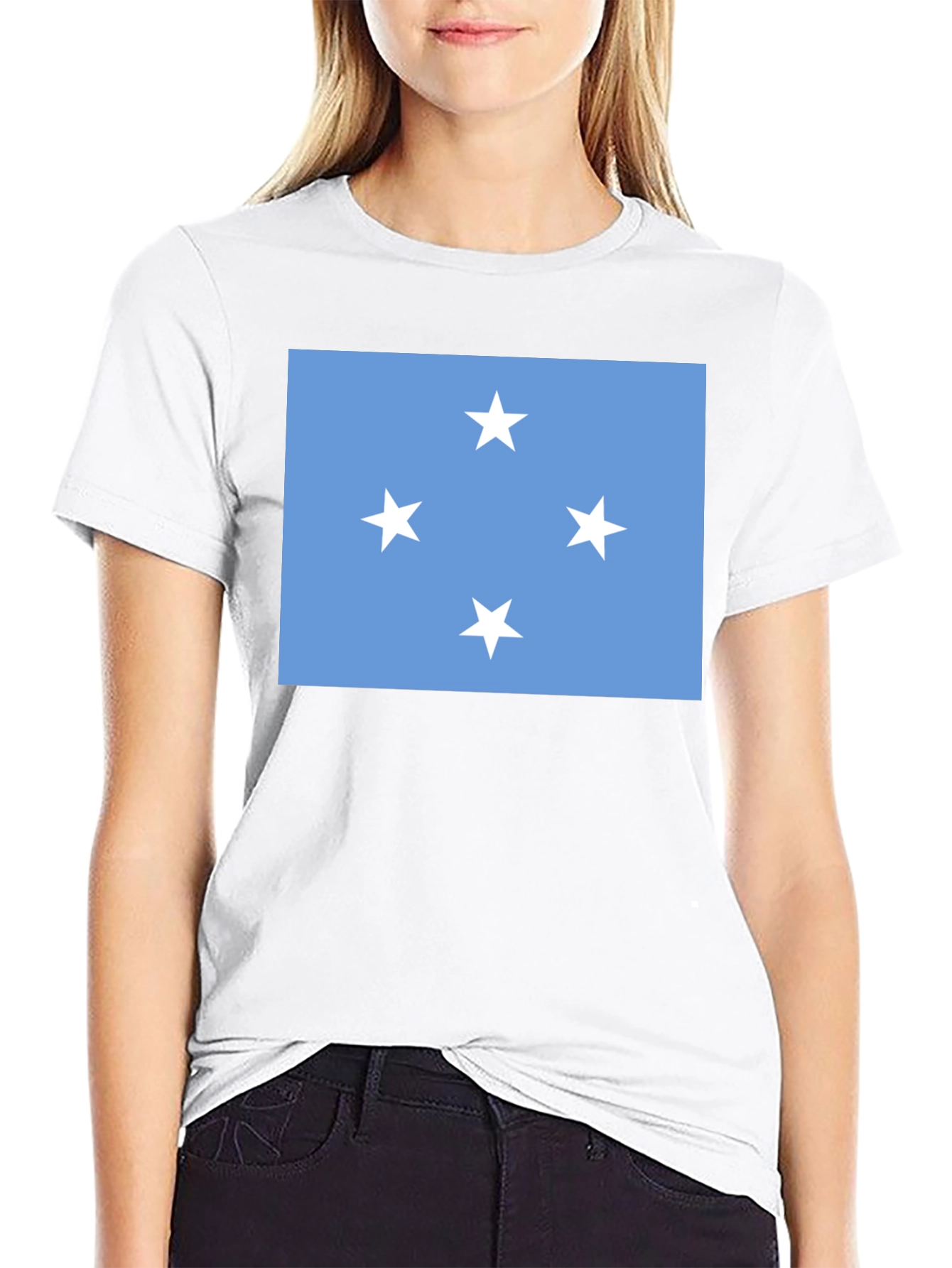 Micronesia Flag Graphic Tee - Black