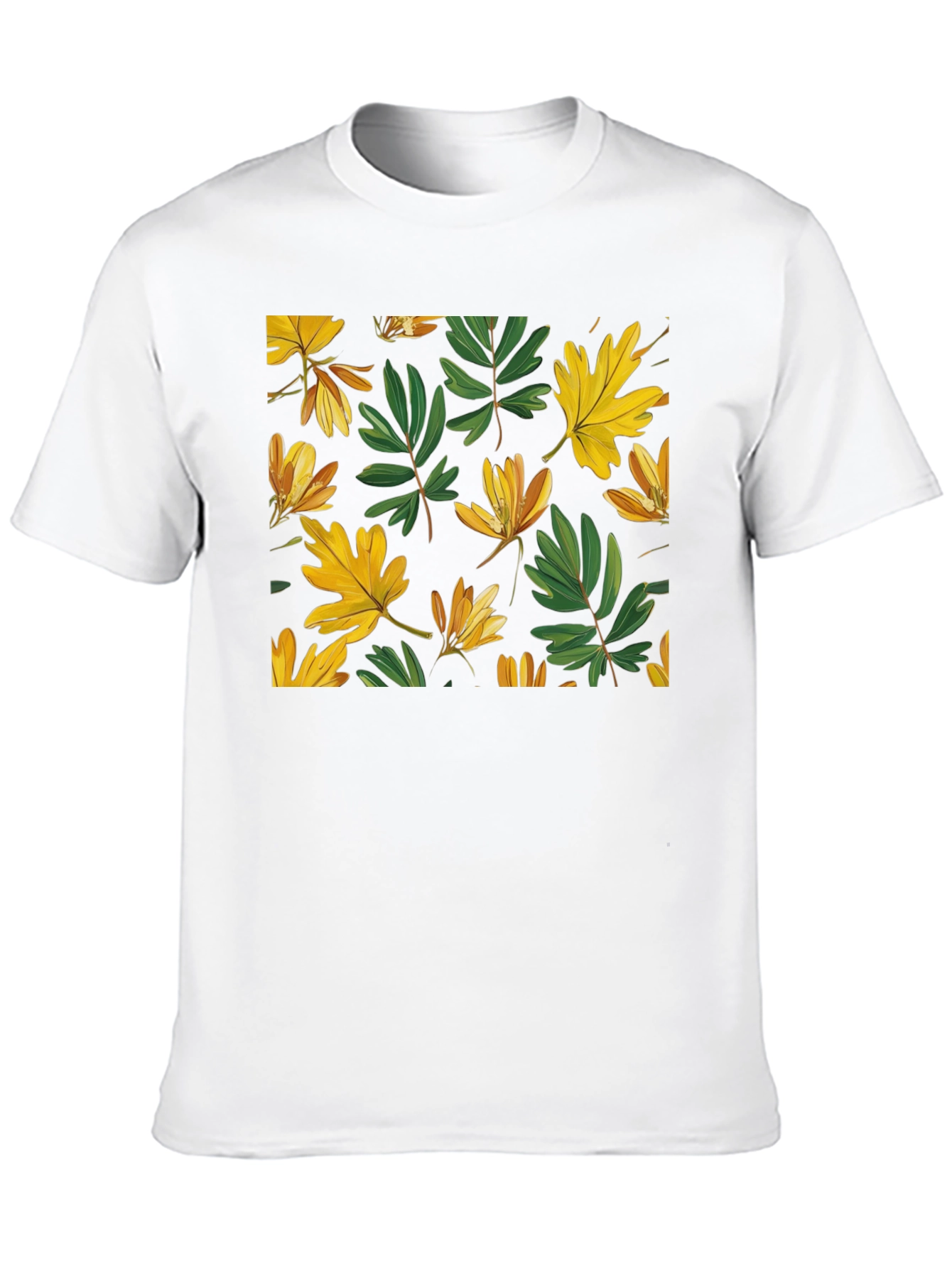 Leaf Pattern Black T-Shirt