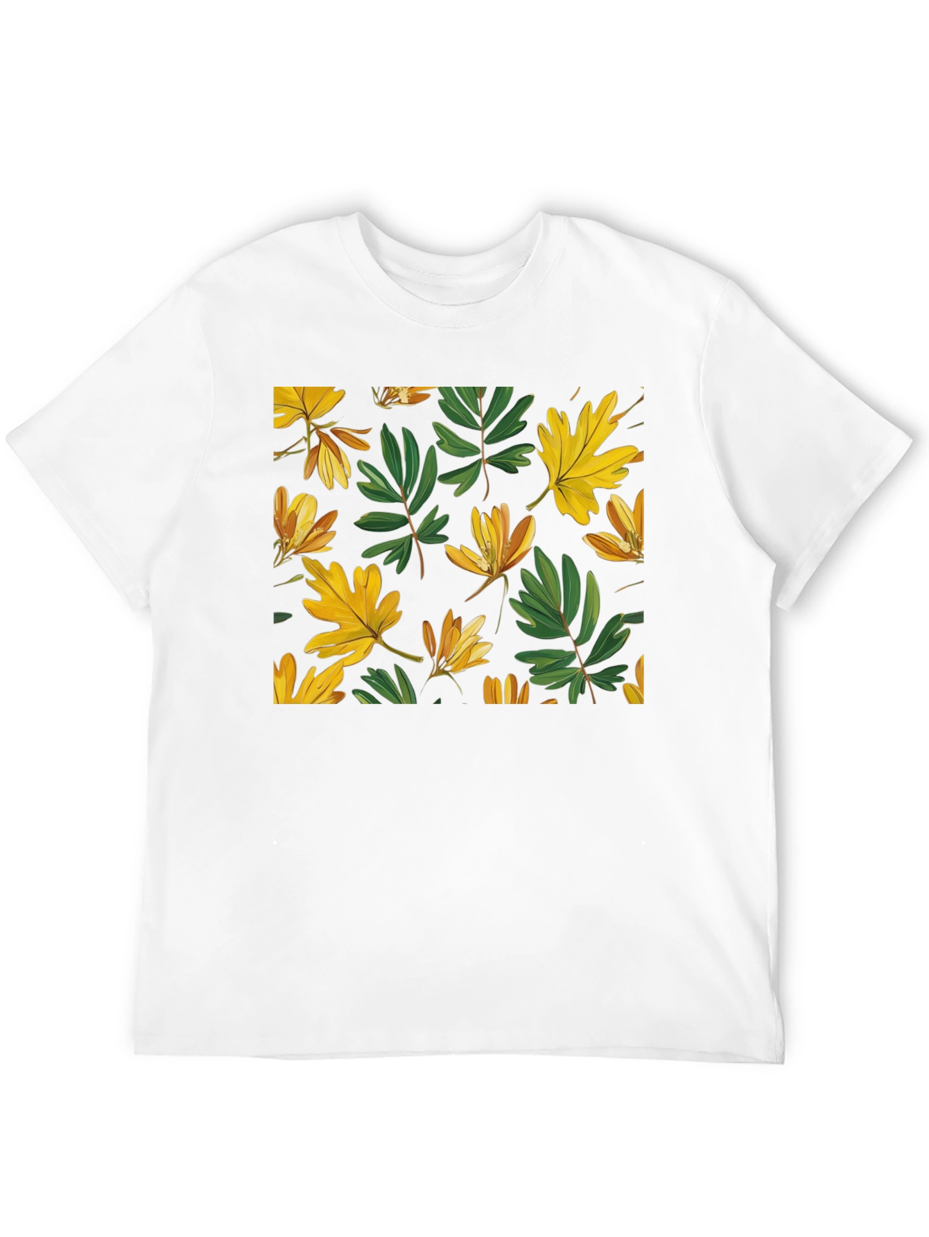 Leaf Pattern Black T-Shirt