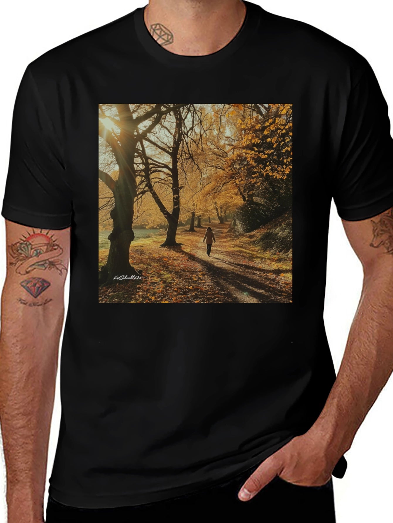 Autumn Path T-Shirt - Nature Scene Tee