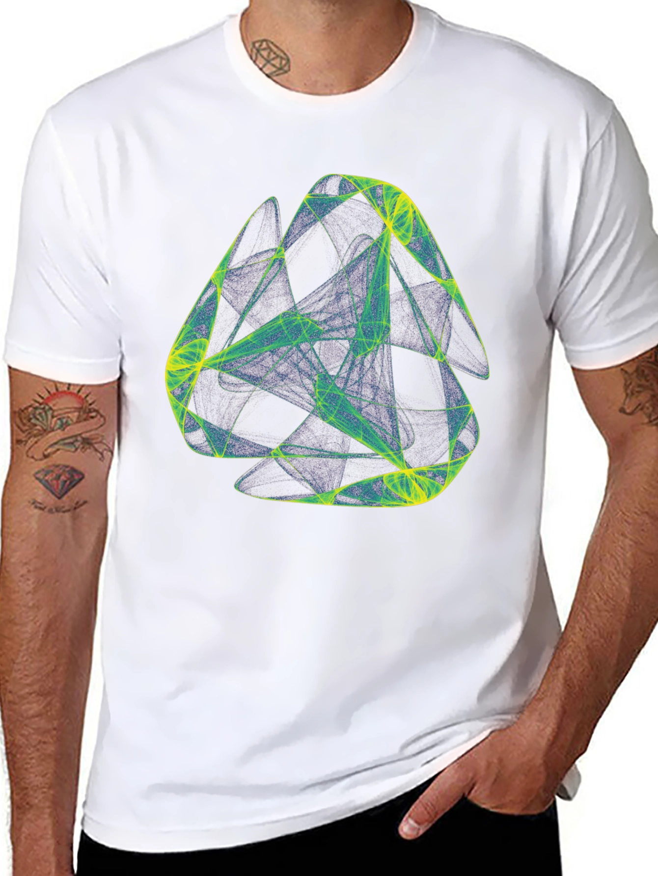 Abstract Geometric Graphic Print Black T-Shirt