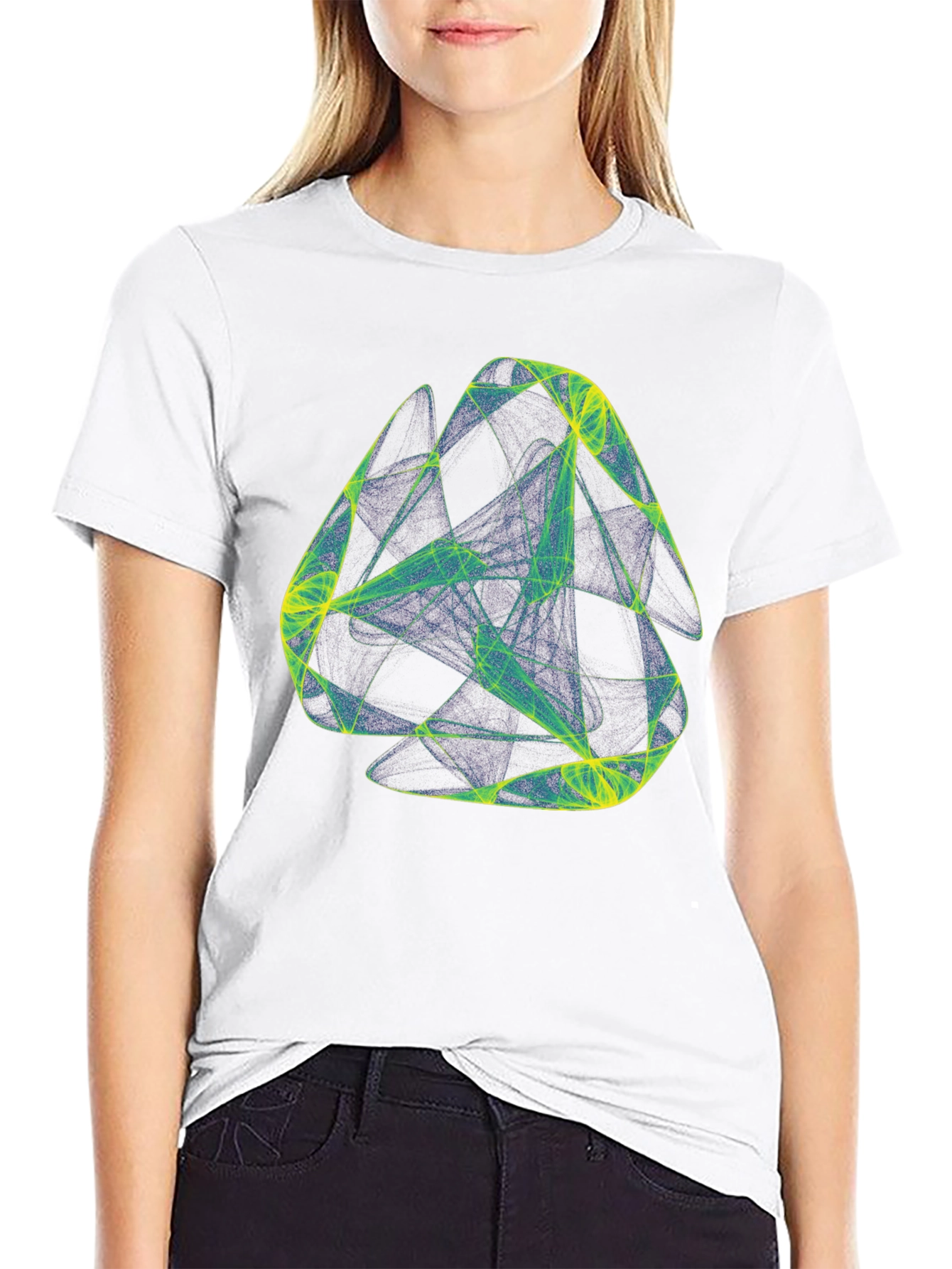 Abstract Geometric Graphic Print Black T-Shirt