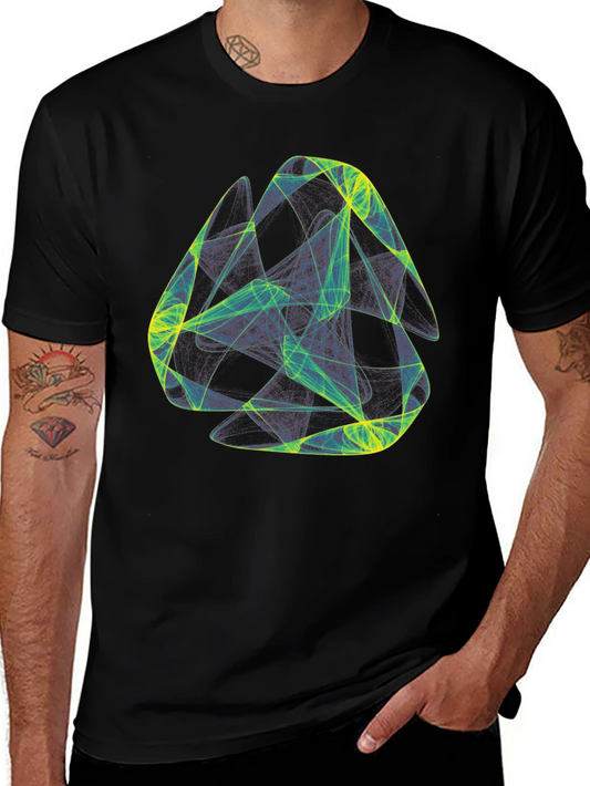Abstract Geometric Graphic Print Black T-Shirt